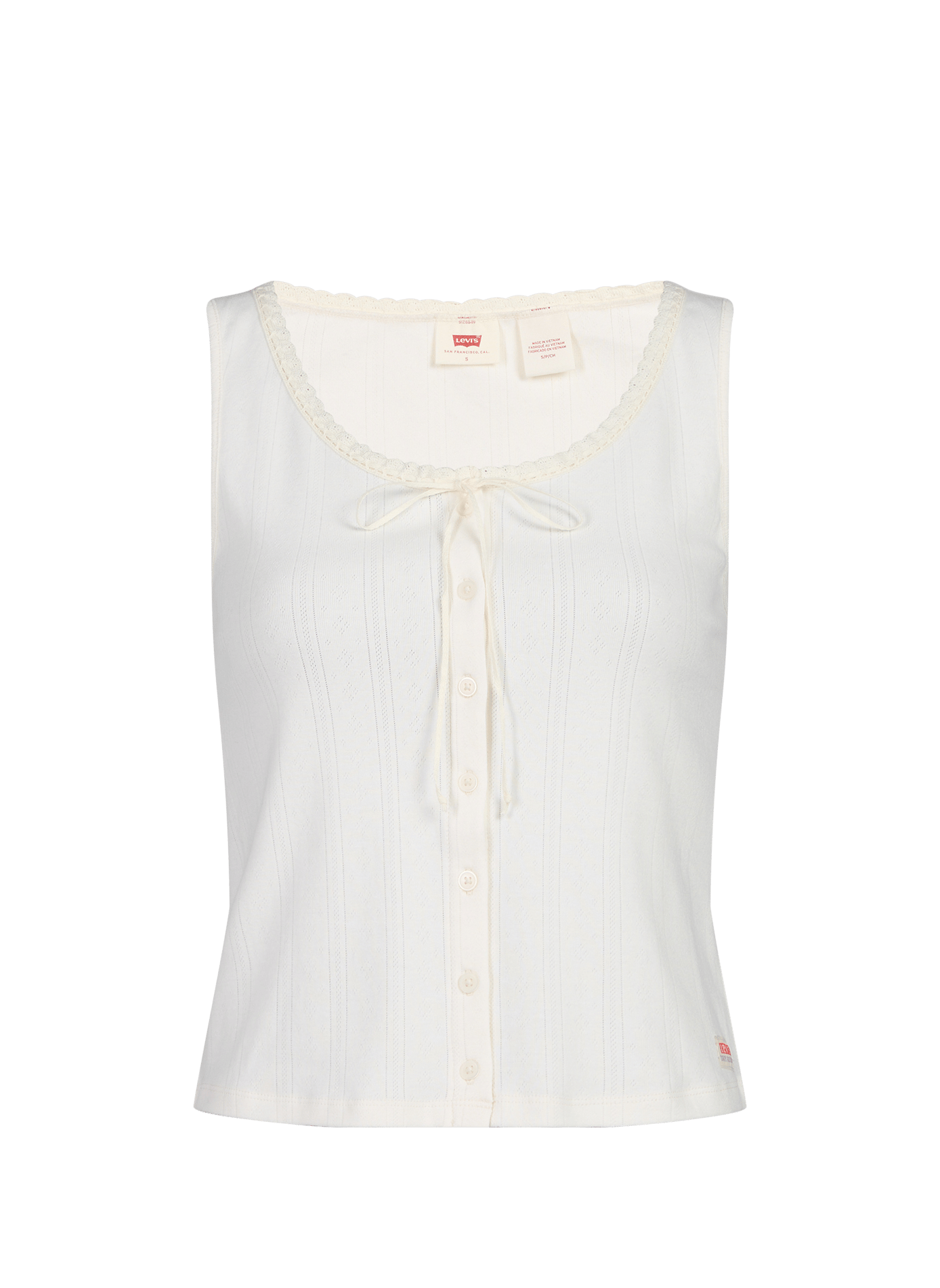 Top met slim fit, ronde hals en ajourpatroon in gemengd katoen. LEVI'S Wit