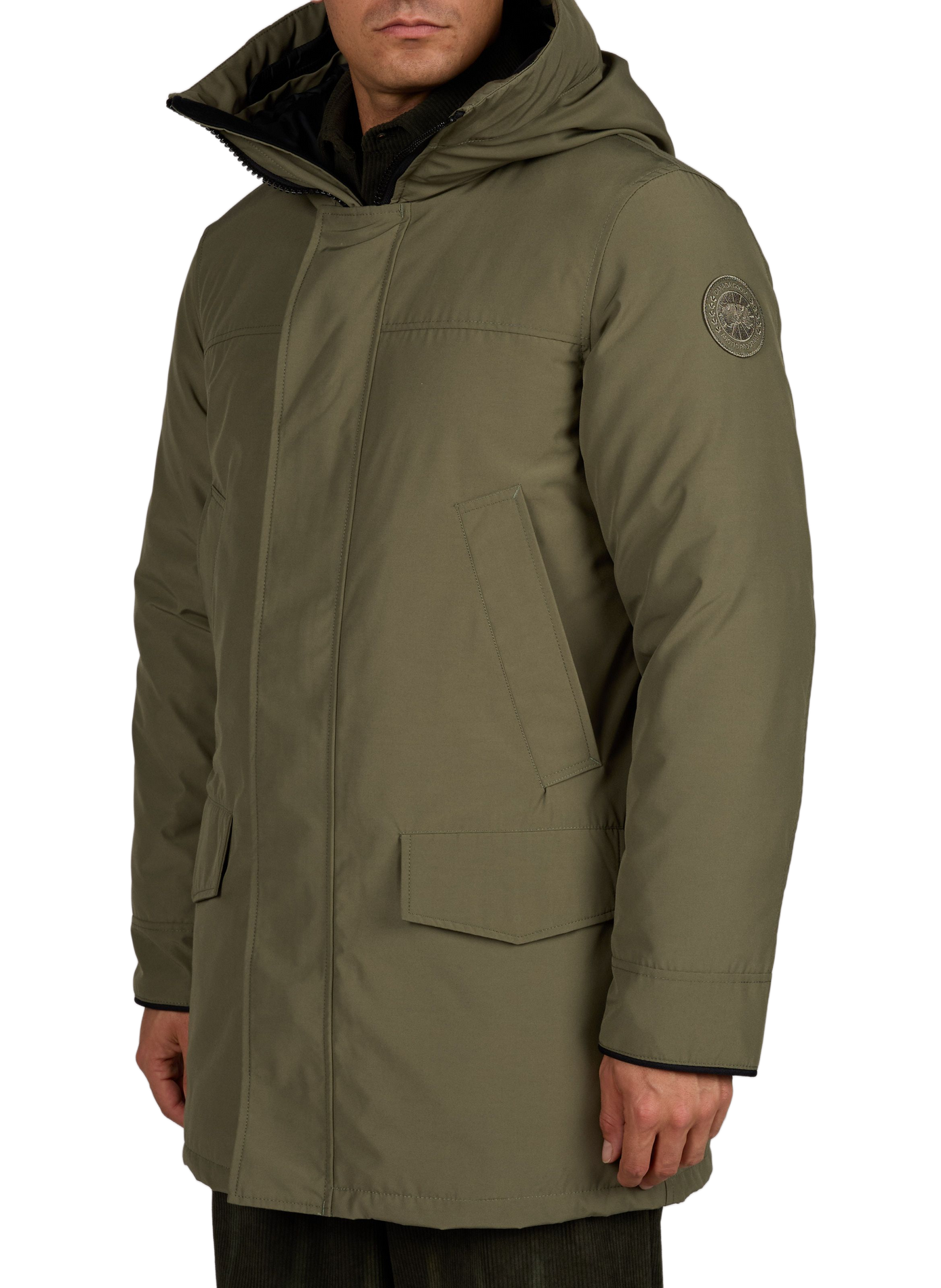 Plain hooded straight parka CANADA GOOSE Khaki