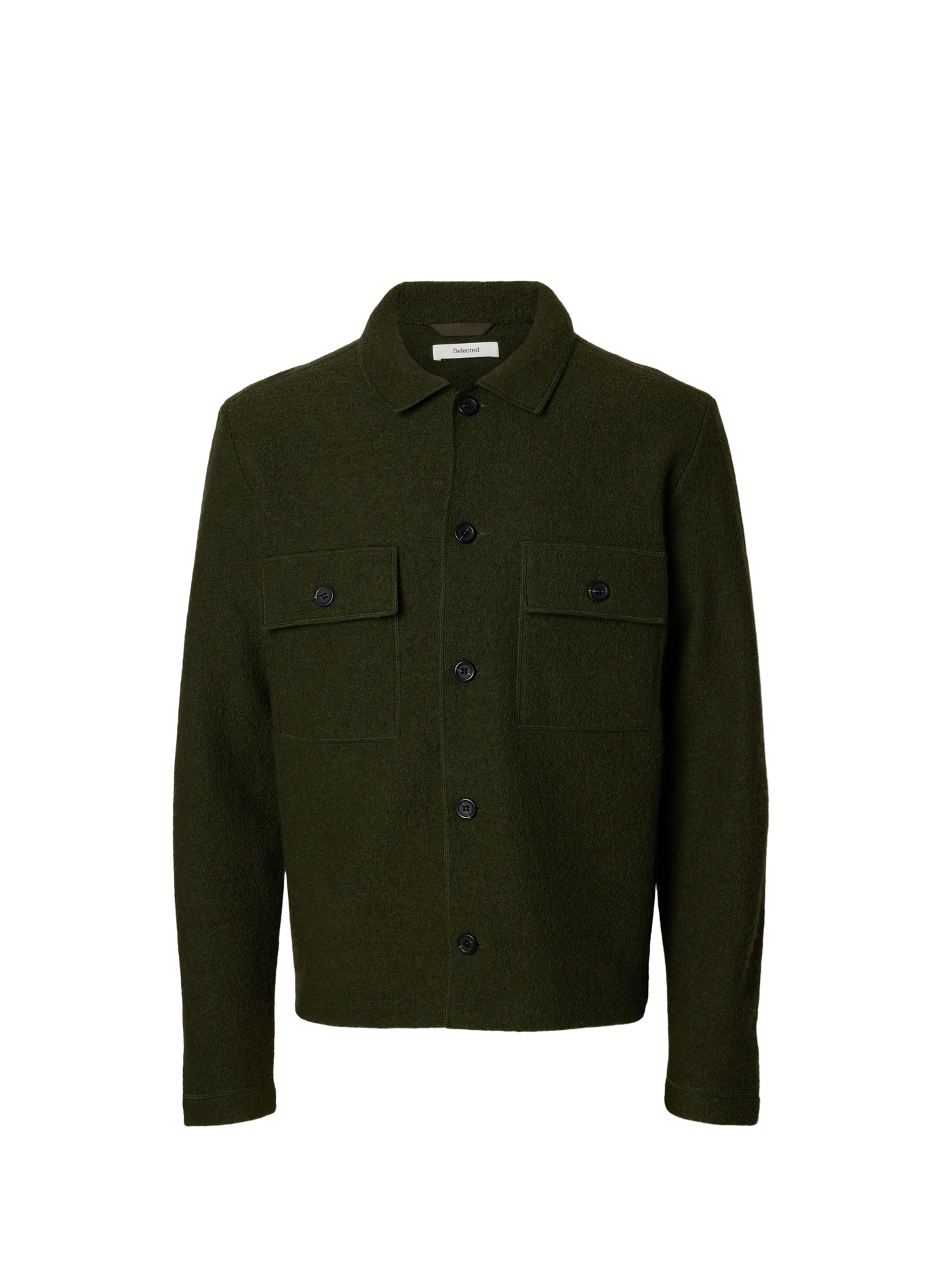 Cardigan à col classique en laine SELECTED Verde