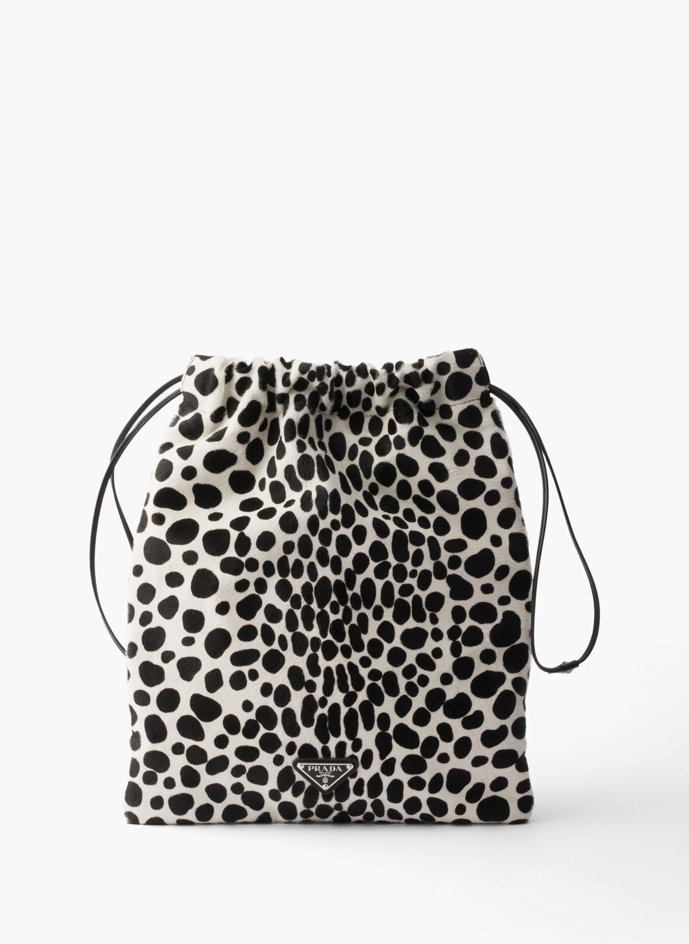 Pochette en cuir de veau à imprimé wish PRADA Blanc