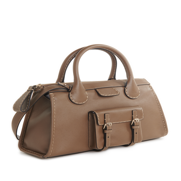 Chloé Edith Leather Tote Bag In Brown
