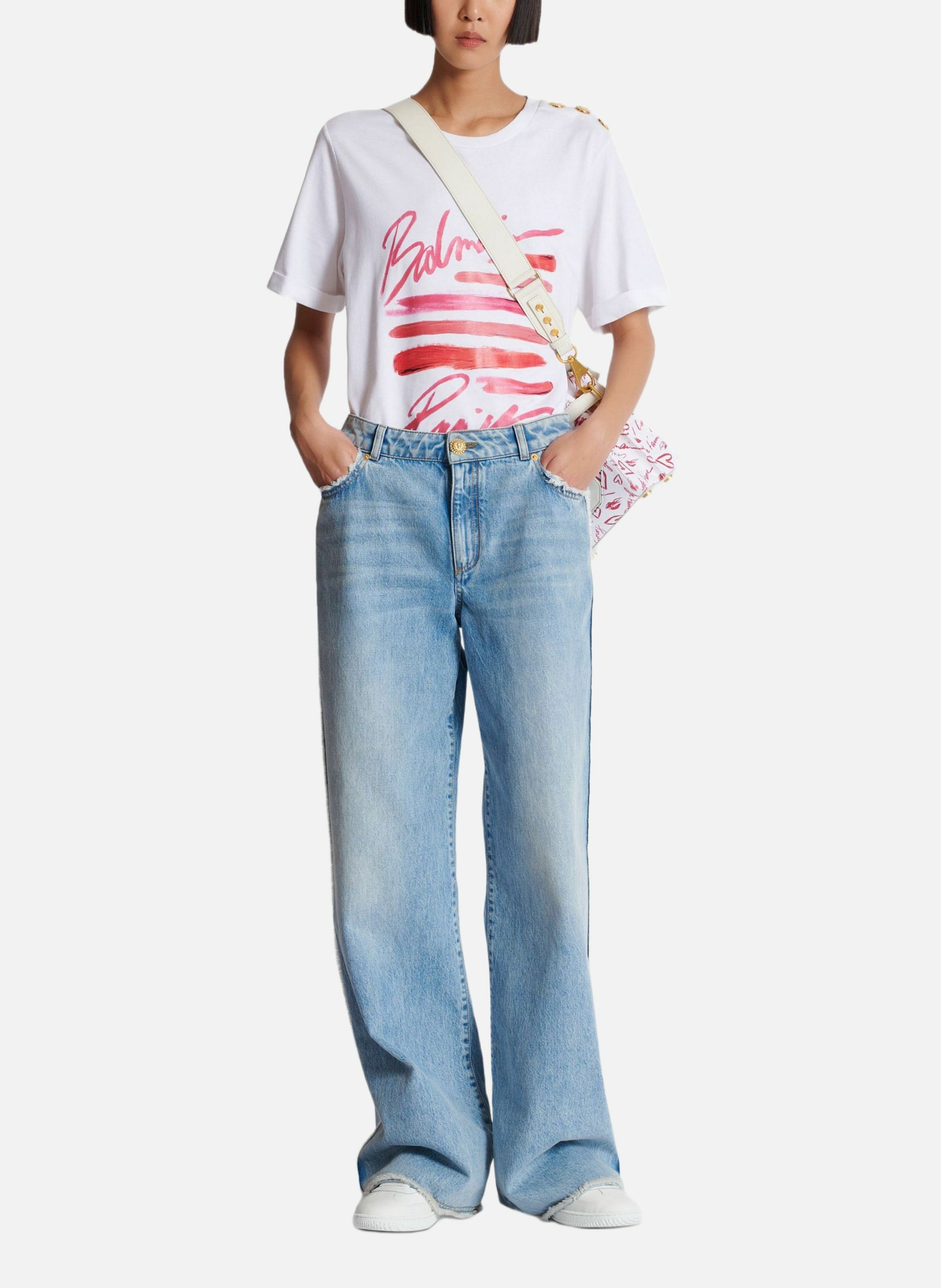 Jean droit en denim BALMAIN Bleu