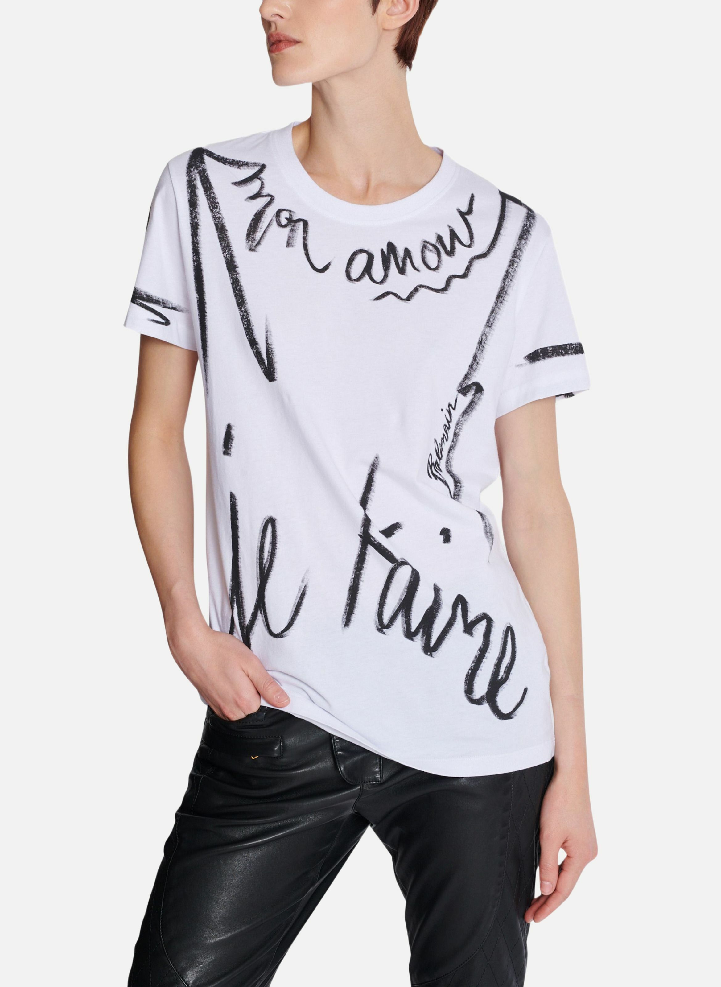 T-shirt à manches courtes imprimé « je t'aime » BALMAIN Blanc