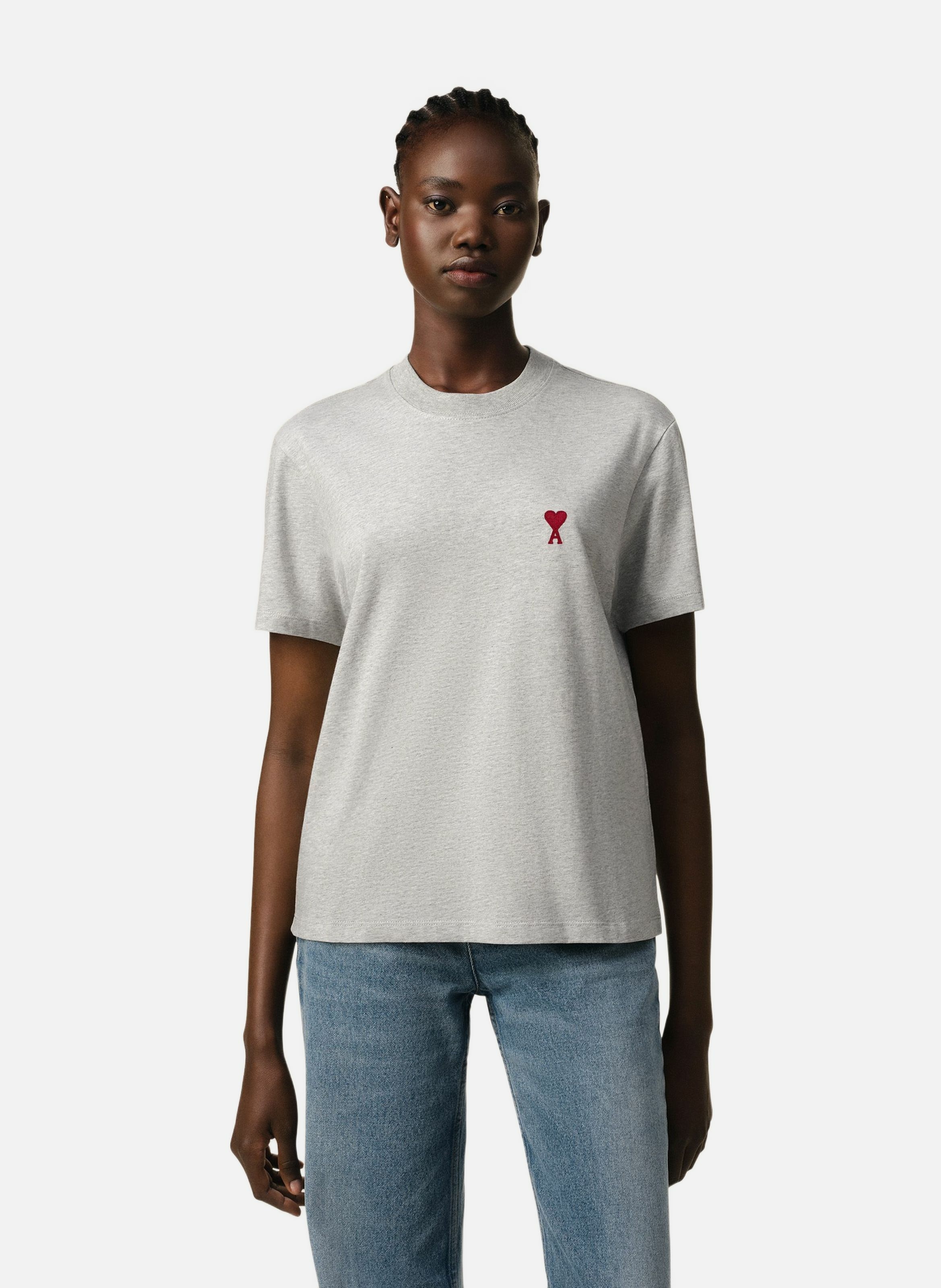 T-shirt ami de coeur rouge unisexe AMI PARIS Gris