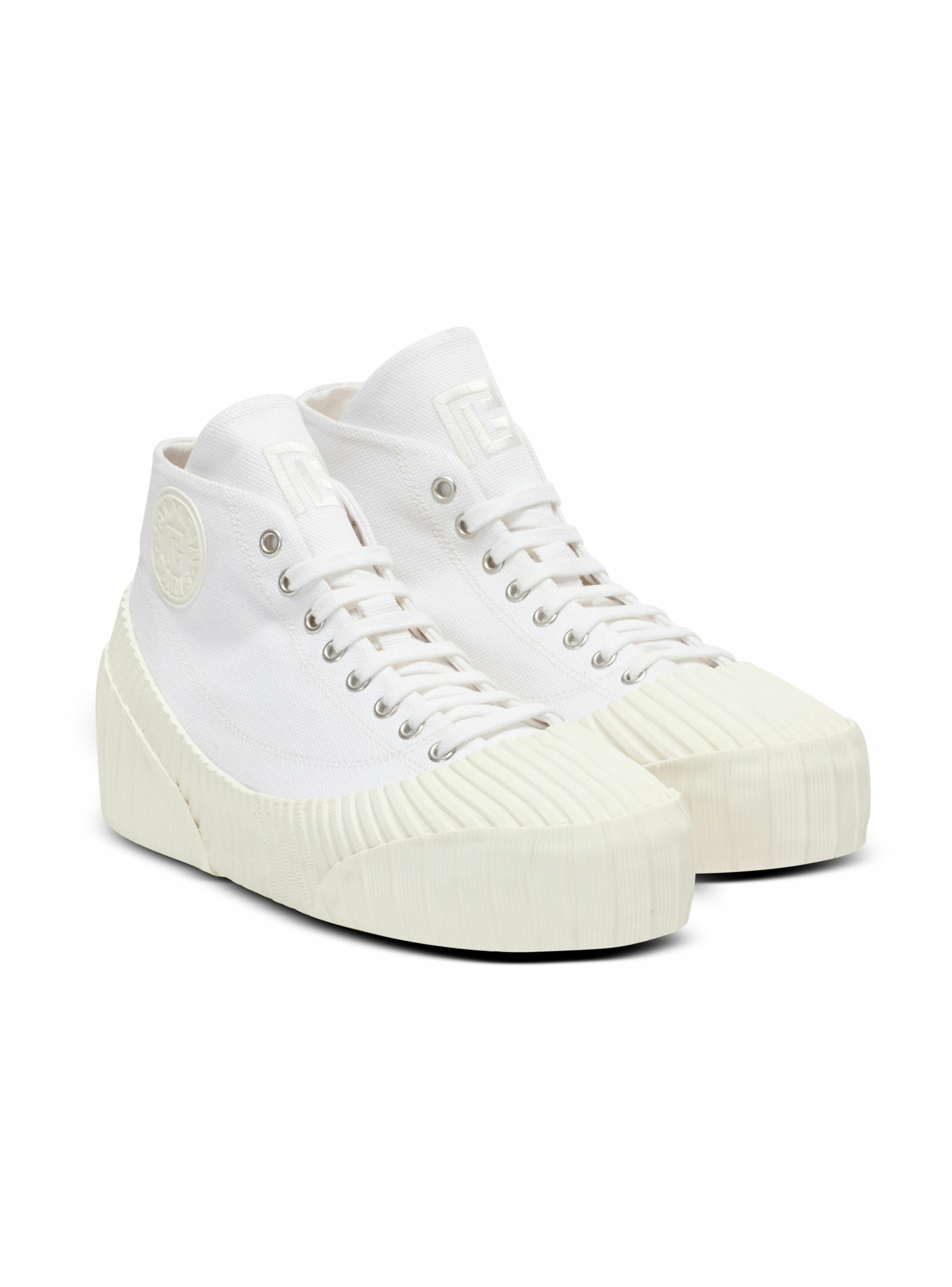 Sneakers riff low en toile BALMAIN Blanc