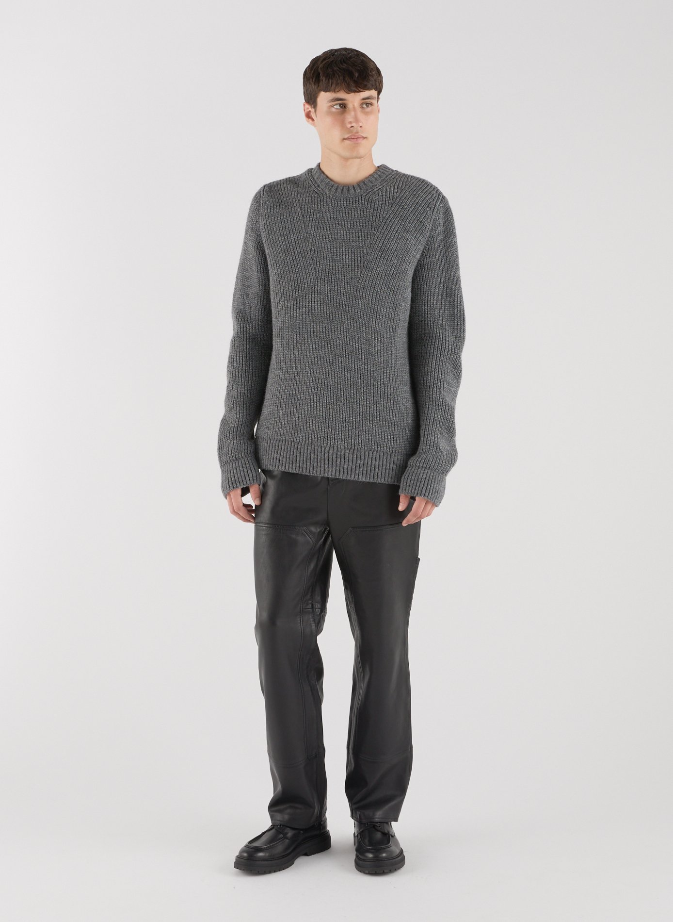 Round-neck sweater in ribbed knit SAISON 1865 Grey