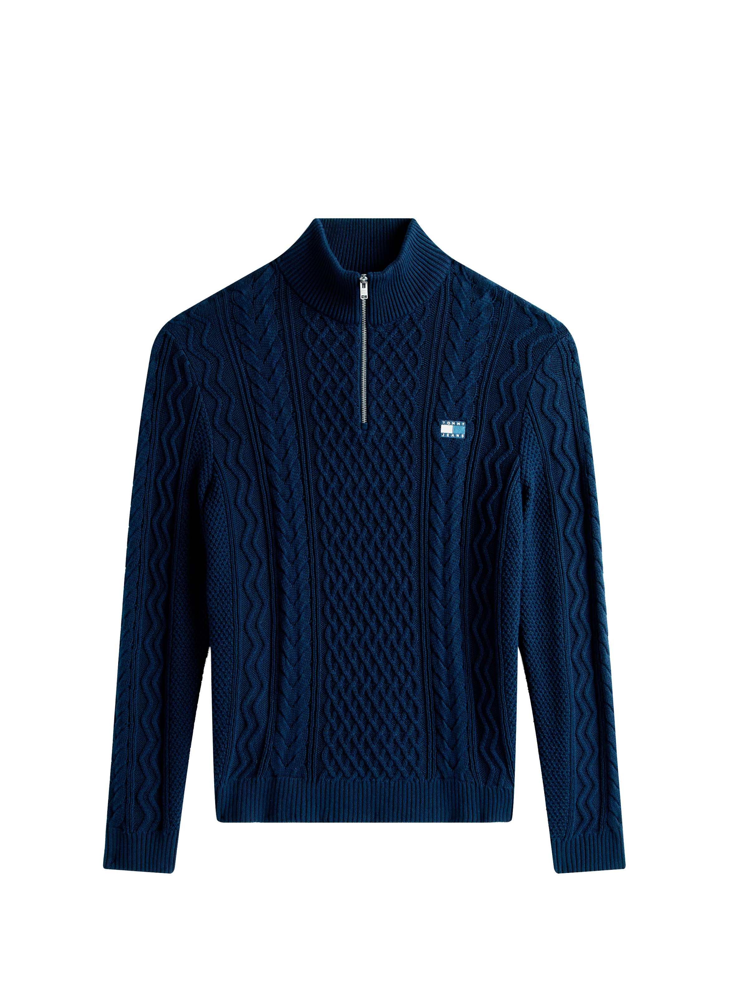 Fitted twisted knit zip-up sweater TOMMY HILFIGER Blue