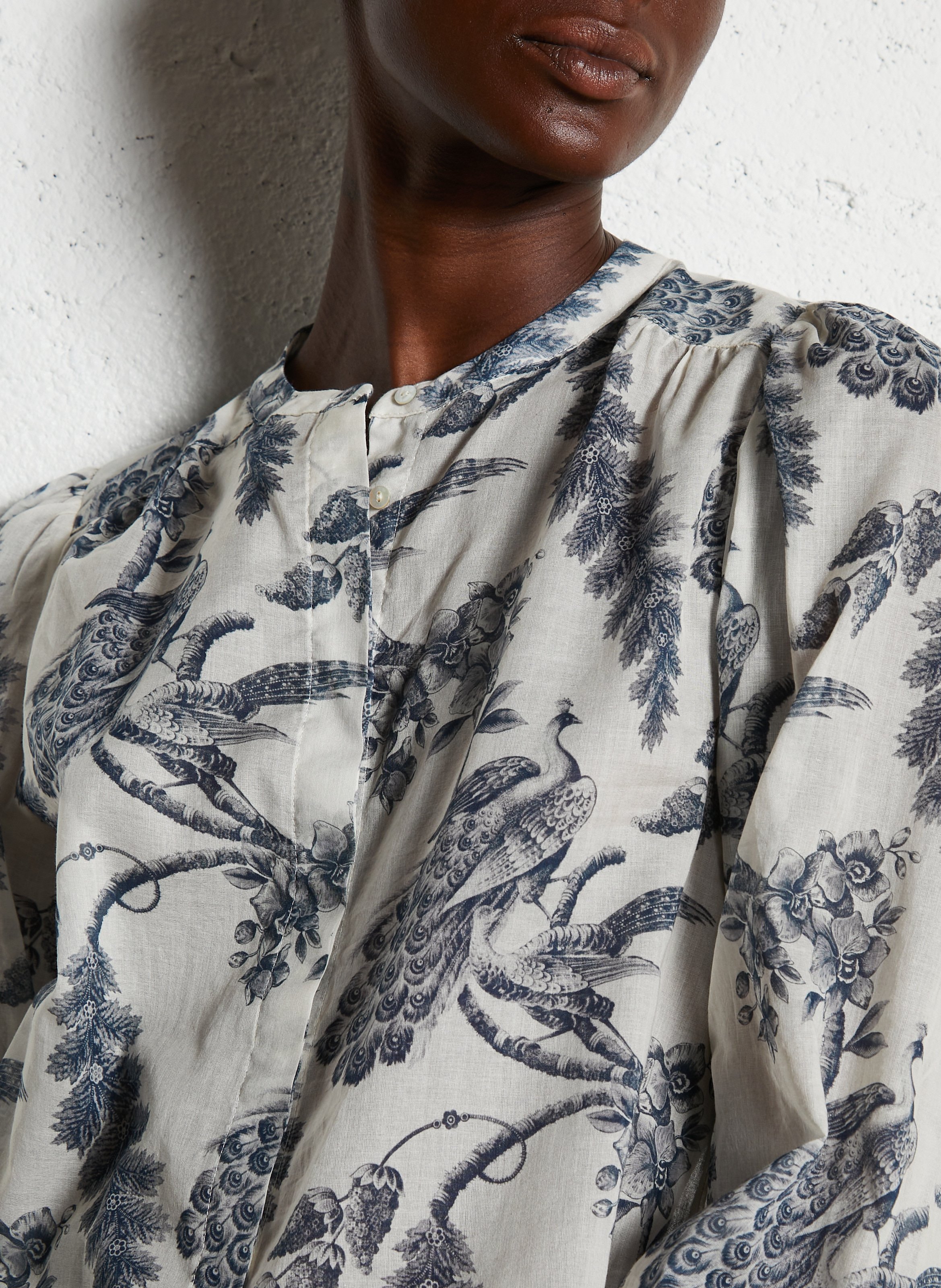 Chemise col classique en coton saphir MAISON 123 Bleu