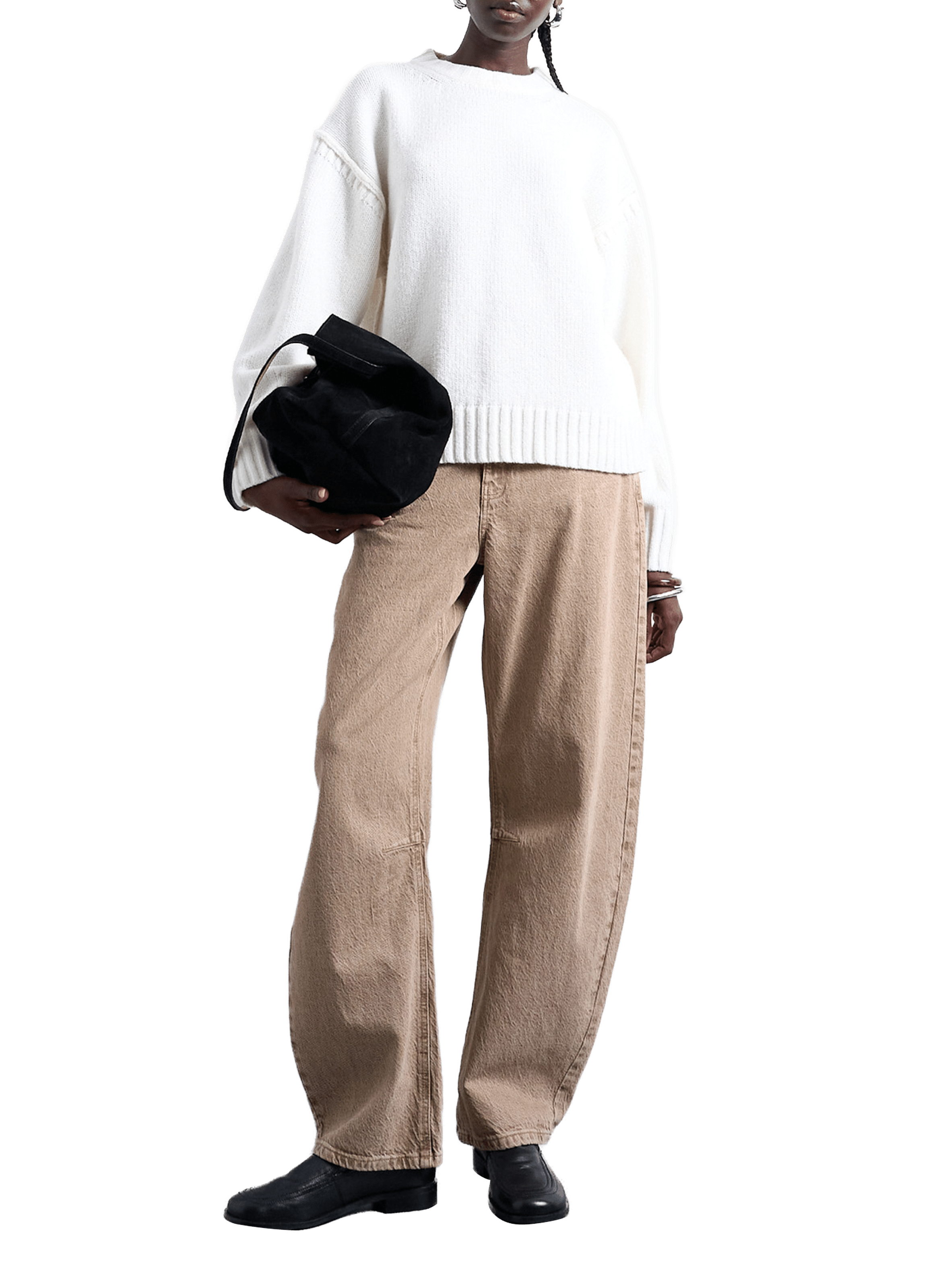 Oversized solid color sweater TOPSHOP White