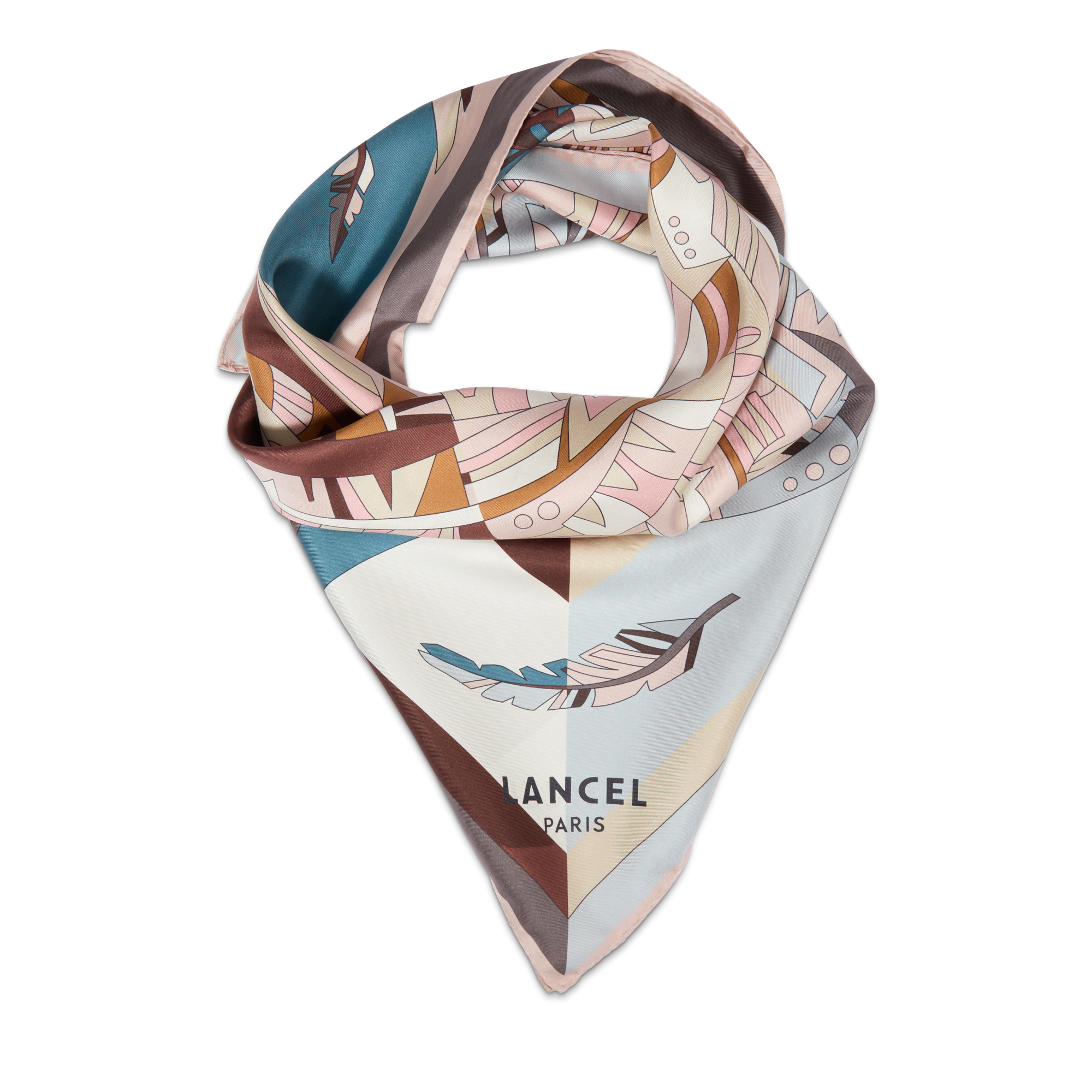 Carré de soie 90 motif duo arabesque LANCEL Bleu