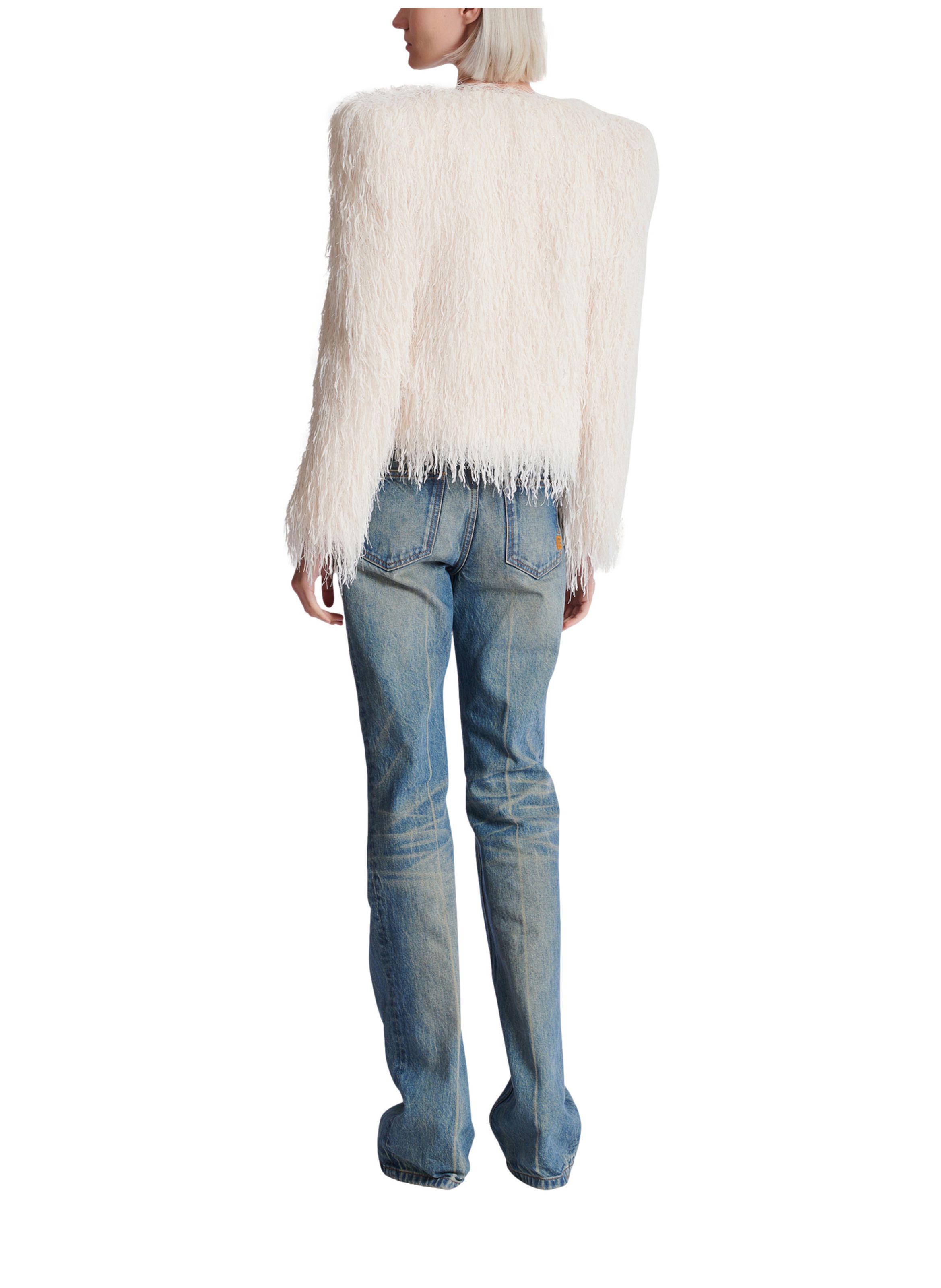 Spencer long à franges BALMAIN Blanc