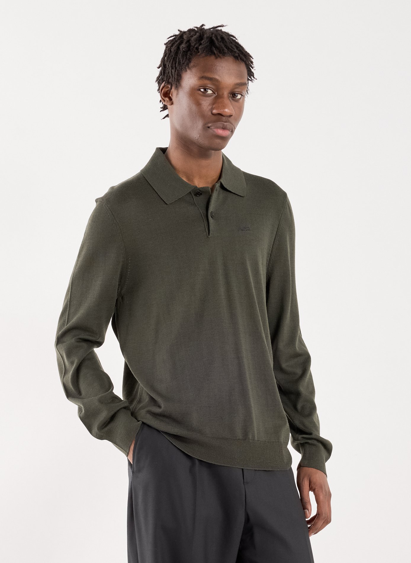 Wool-blend polo shirt A.P.C. Khaki