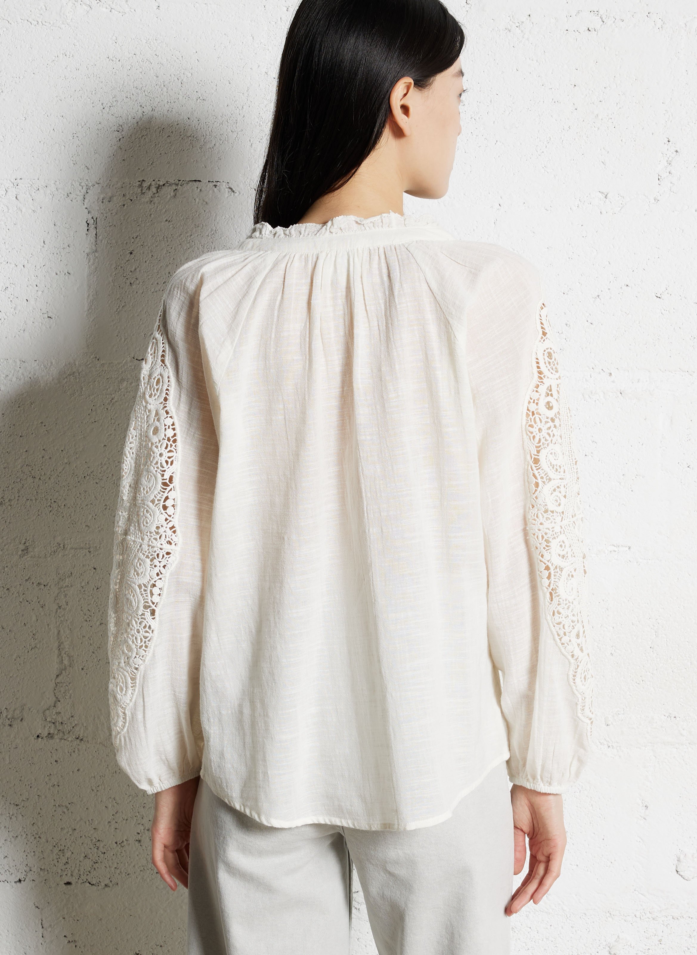Blouse col v en coton simone MAISON 123 Beige