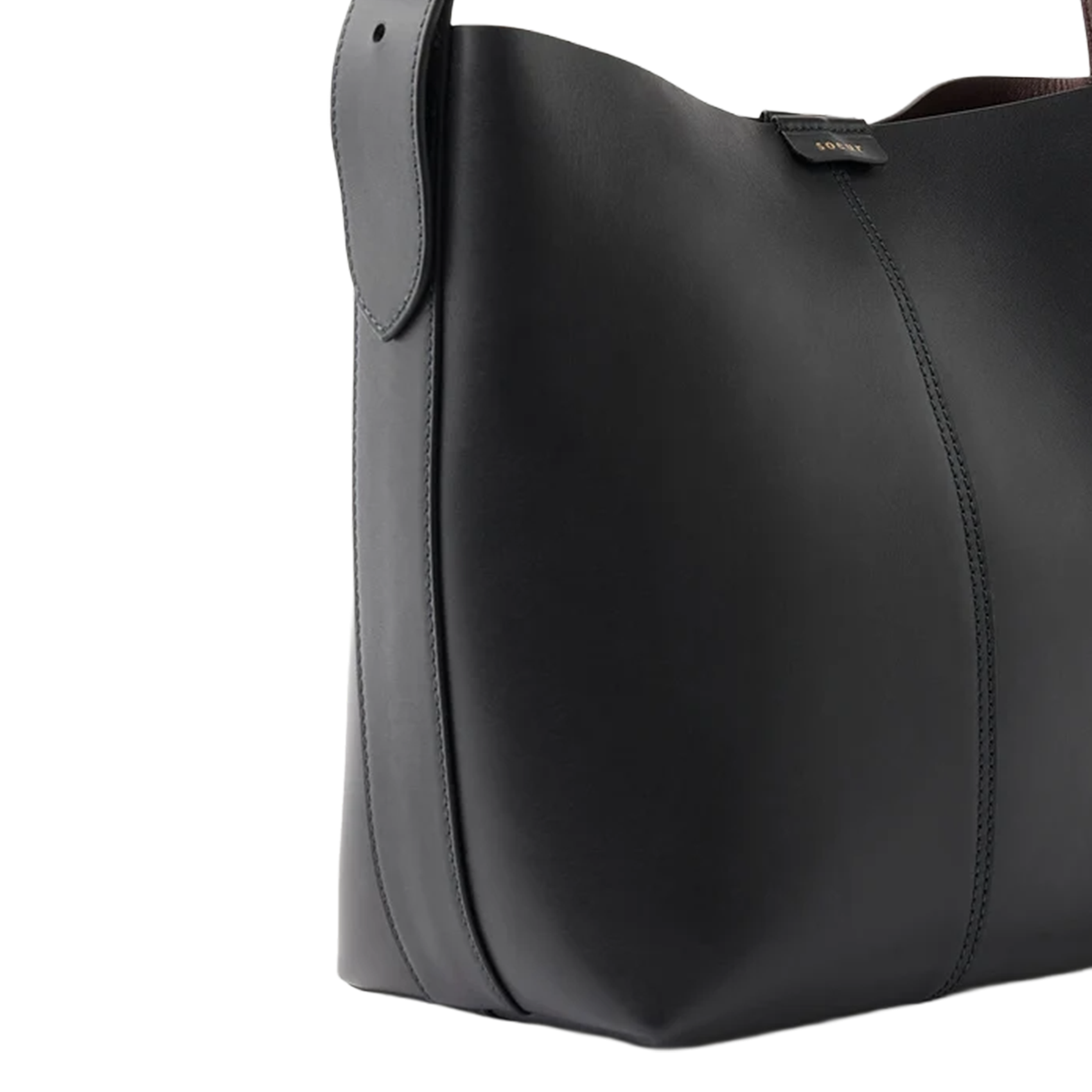 Sac seau en cuir saudade mini SOEUR Marron