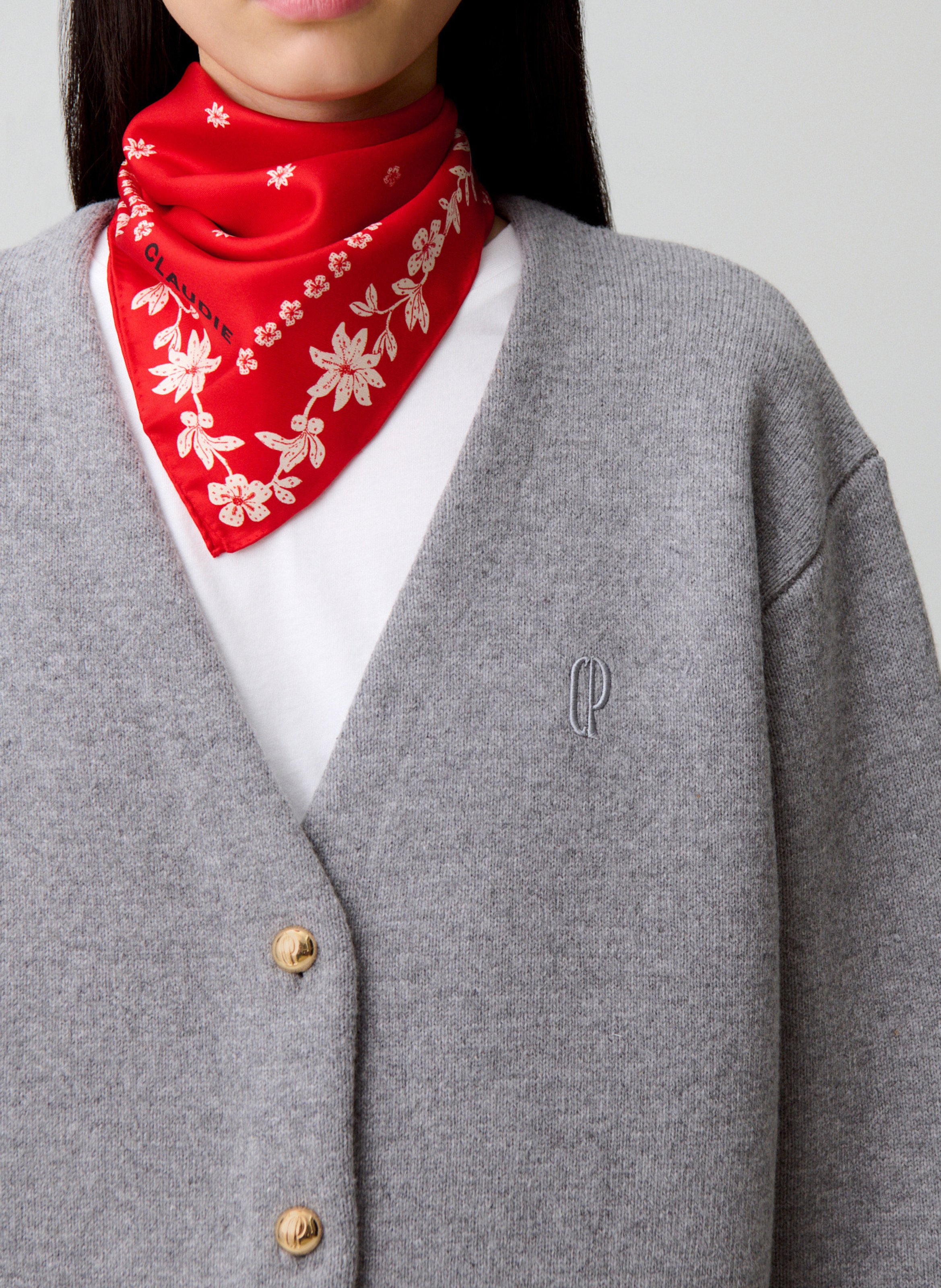 Gilet col v en laine mélangée CLAUDIE PIERLOT Gris