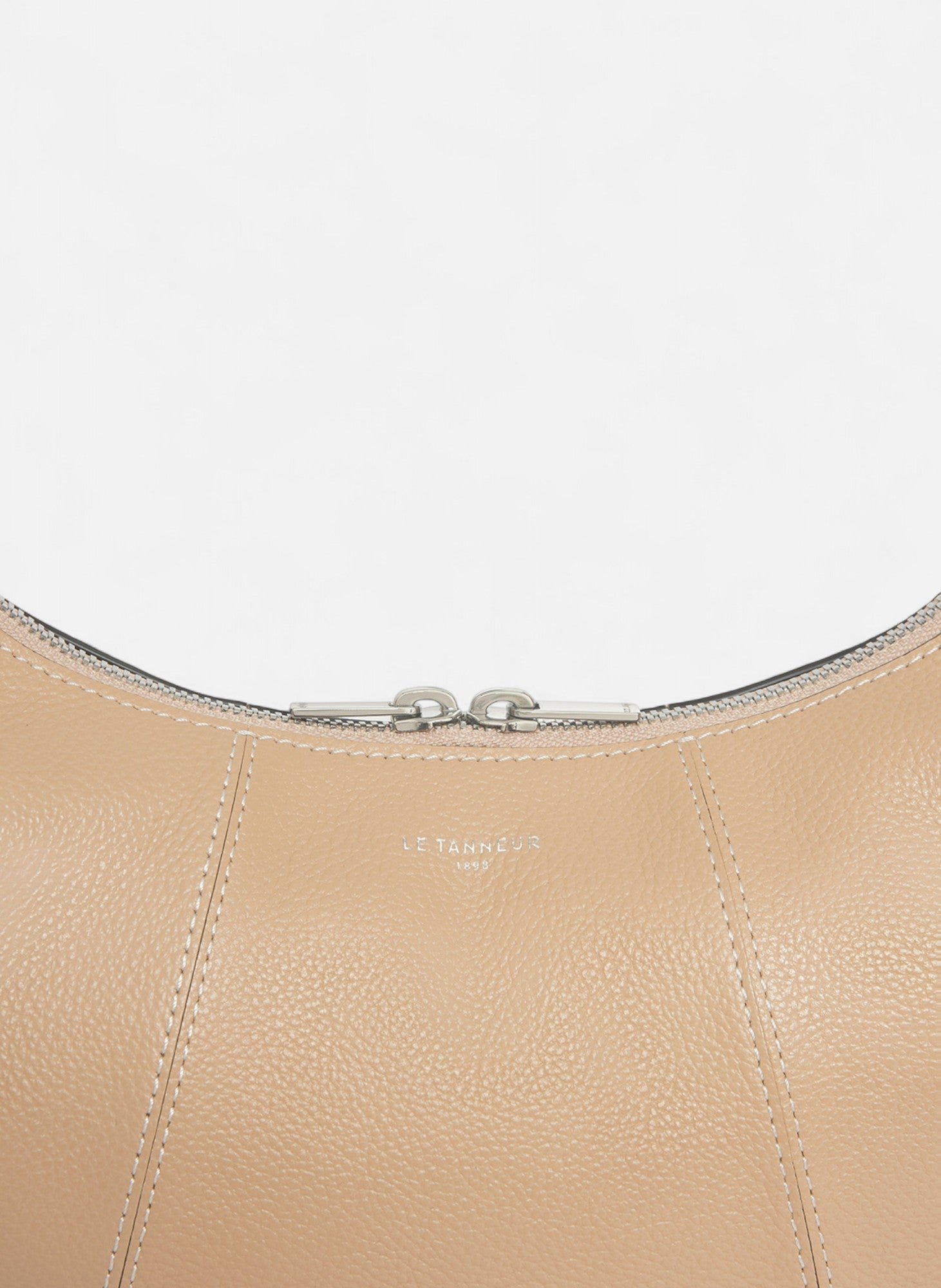 Petit sac hobo juliette en cuir grainé LE TANNEUR Beige