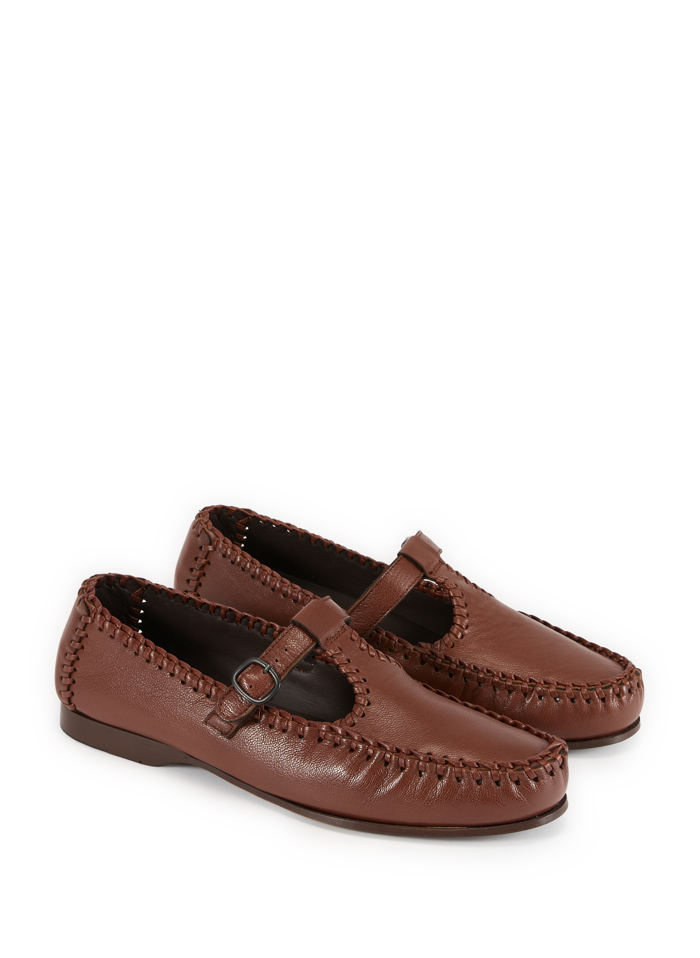 Alcover Supple Shiny Strap Moccasins HEREU Brown