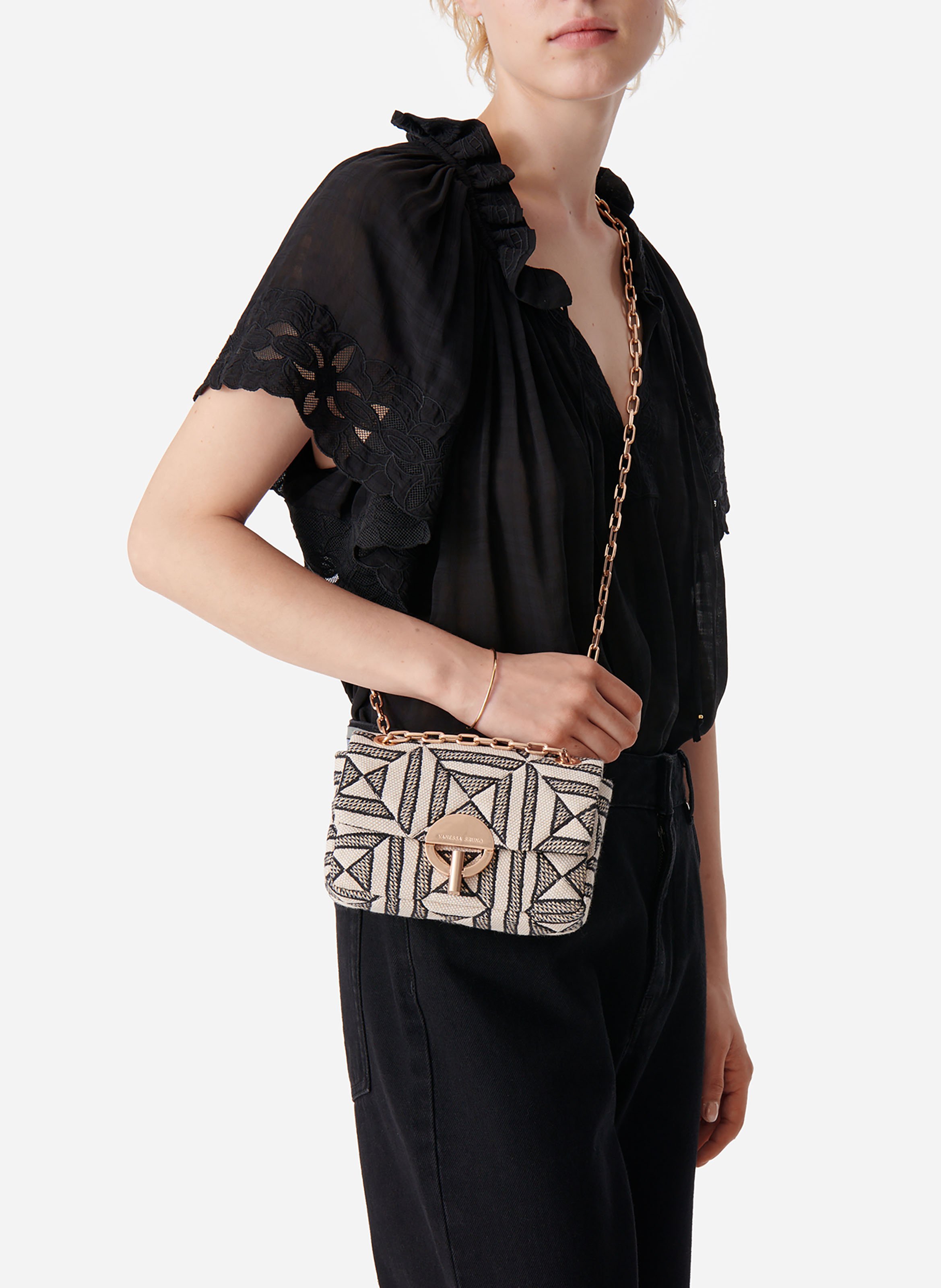 Petit sac moon en coton mélangé VANESSA BRUNO Noir