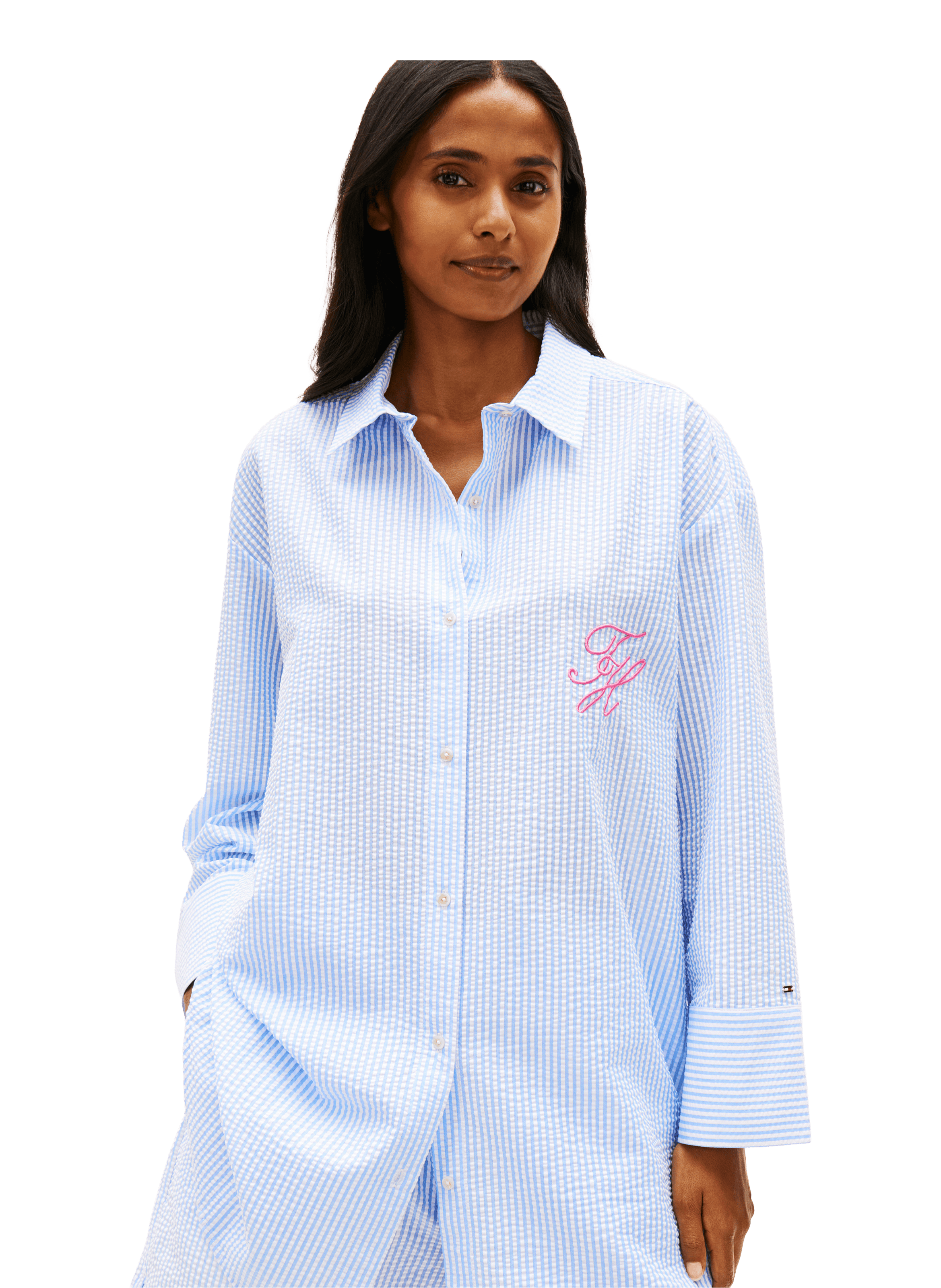 Long striped shirt with embroidered logo TOMMY HILFIGER Blue