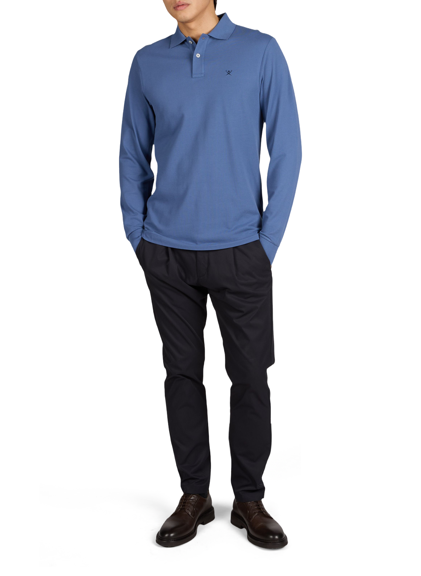 Long-sleeve cotton Polo shirt HACKETT Blue