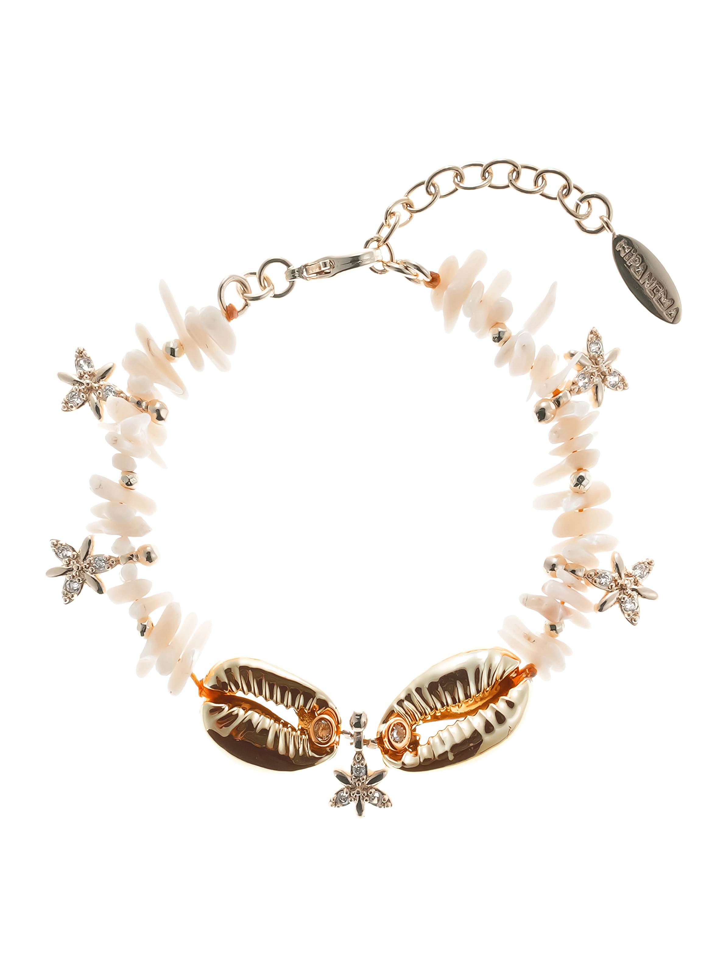 Bracelet perles réglable avec coquillages et pampilles kikori HIPANEMA Blanc