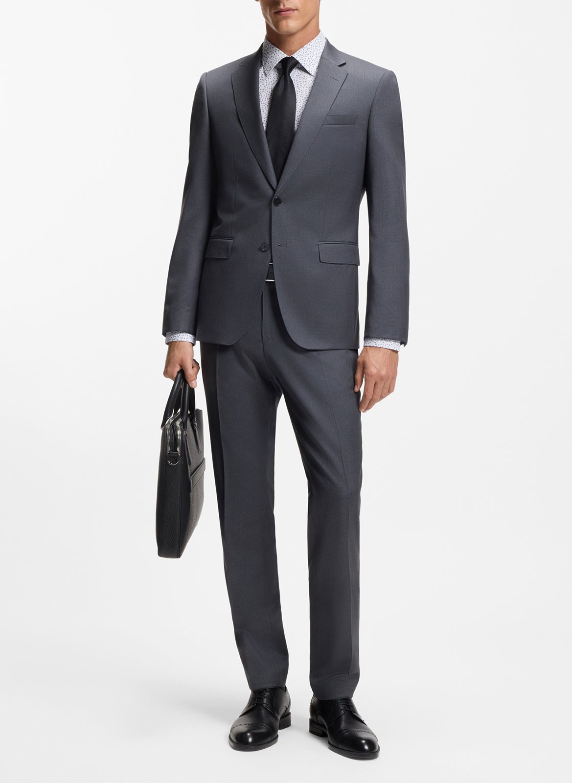 Chemise droite col classique en coton mélangé imprimé BOSS Bleu