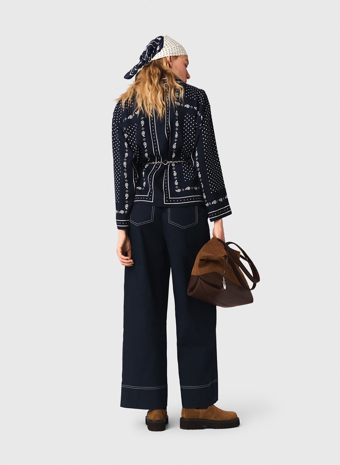 Chemise droite fluide imprimée MAJE Bleu