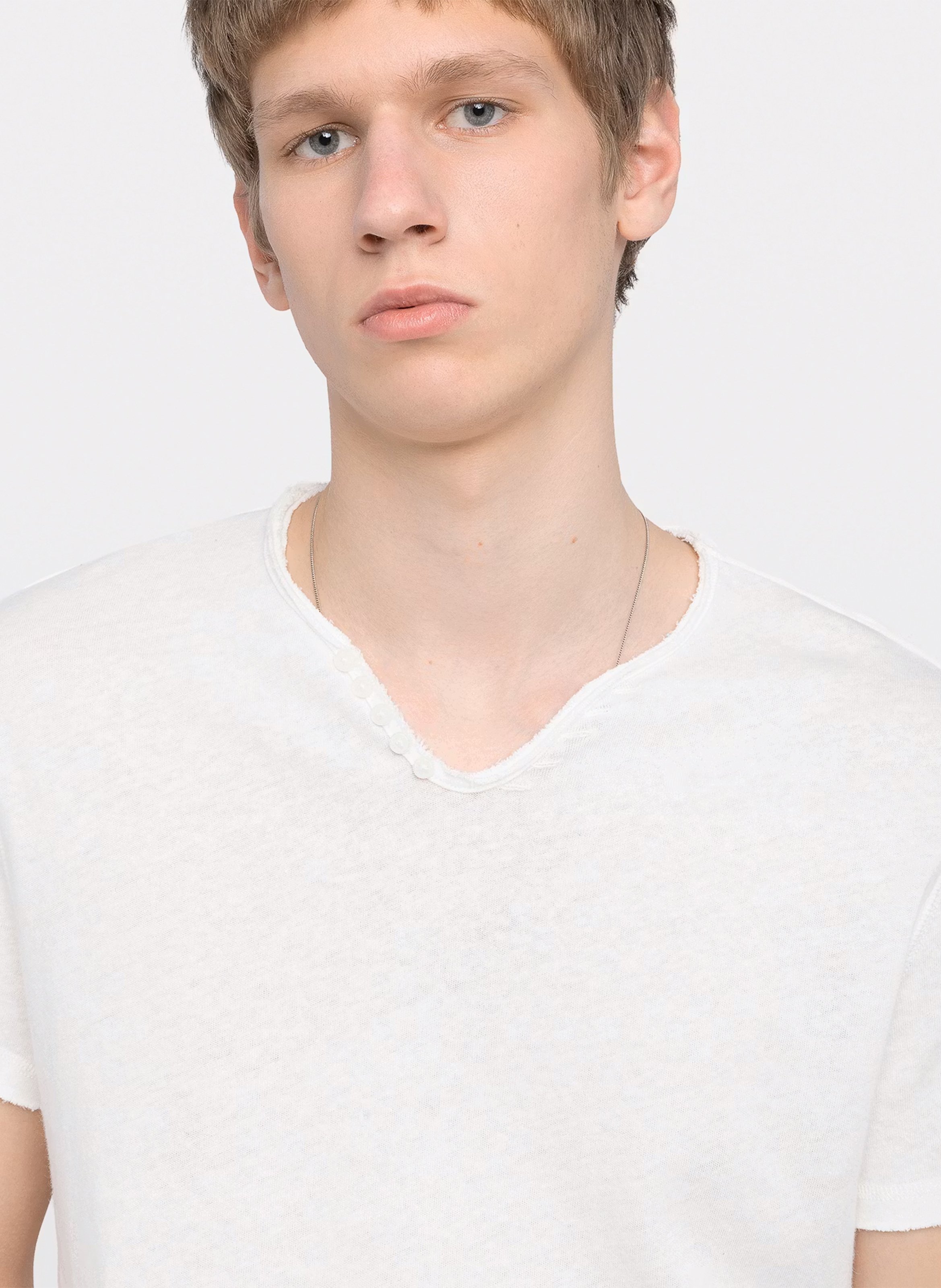 Tee-shirt droit en coton et lin monastir ZADIG&VOLTAIRE Blanc