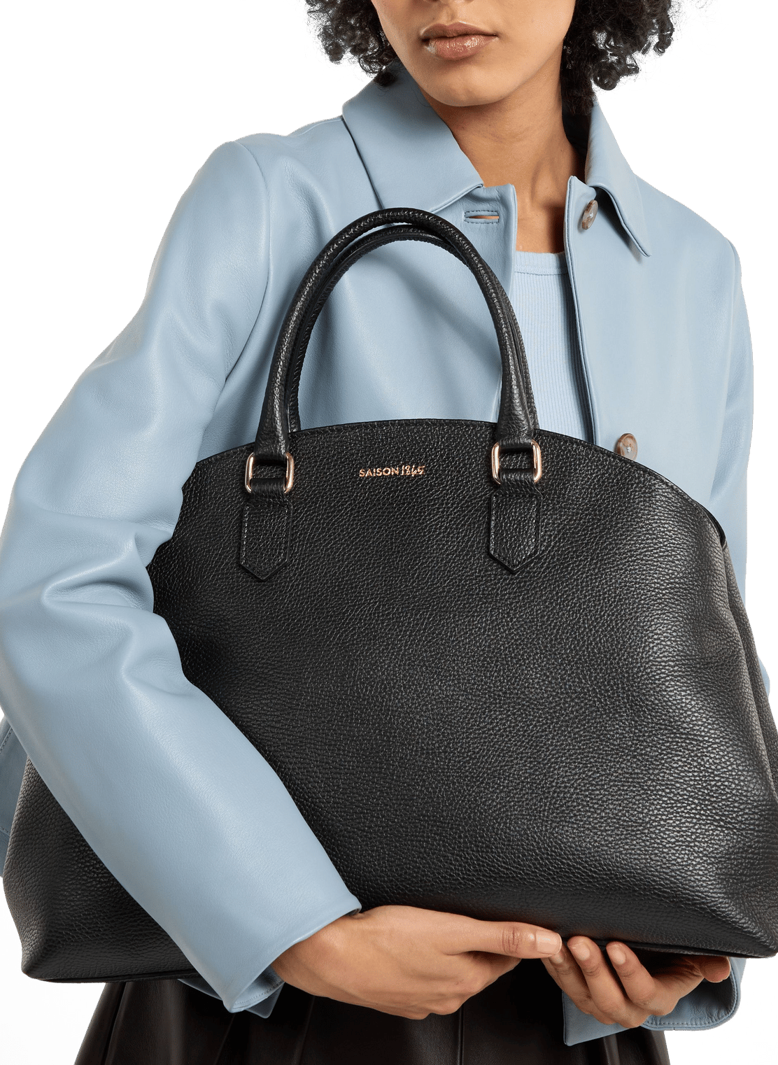 Hadrien grained leather handbag SAISON 1865 Black
