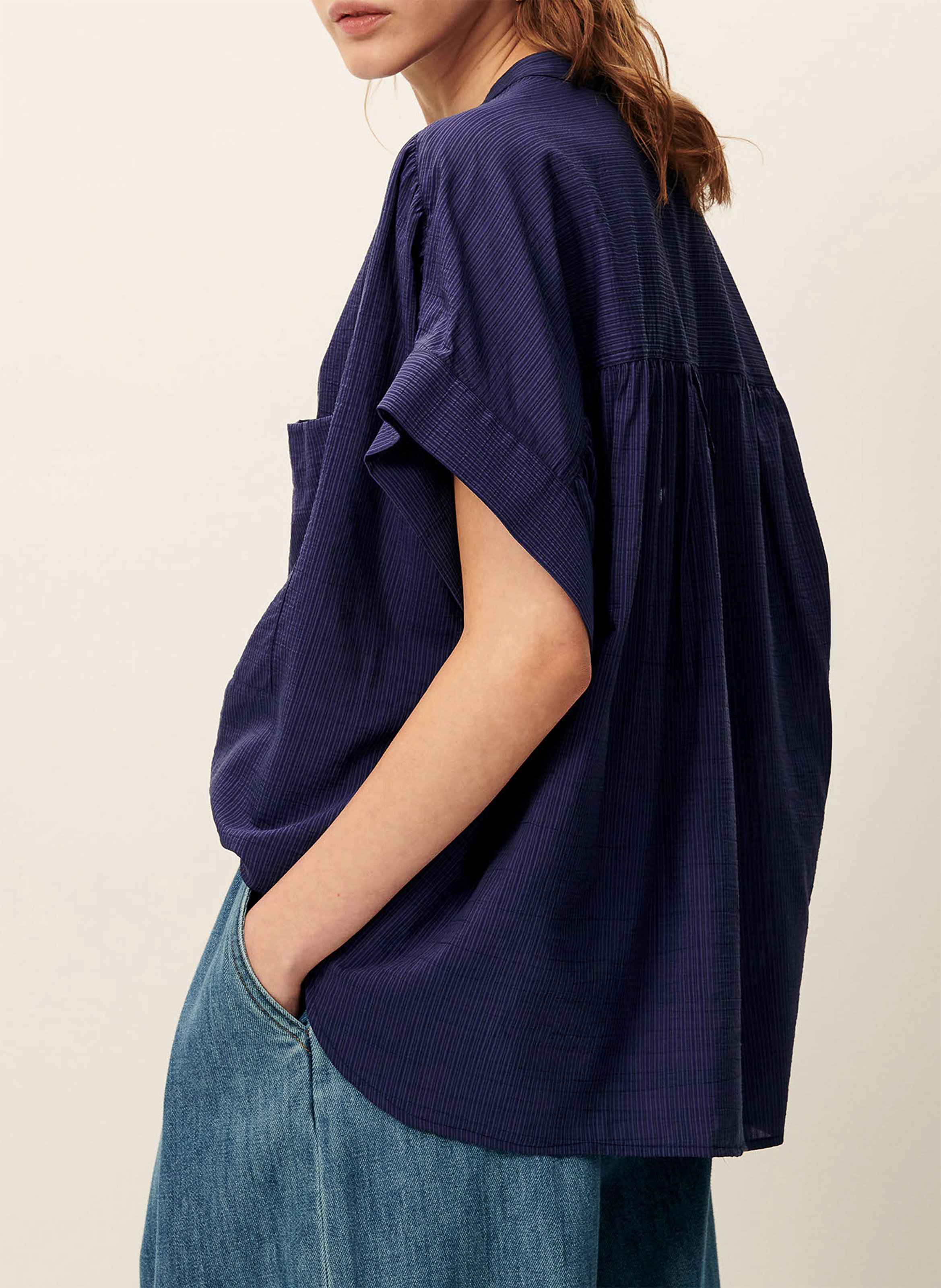 Chemise col rond rayée camille SESSUN Bleu