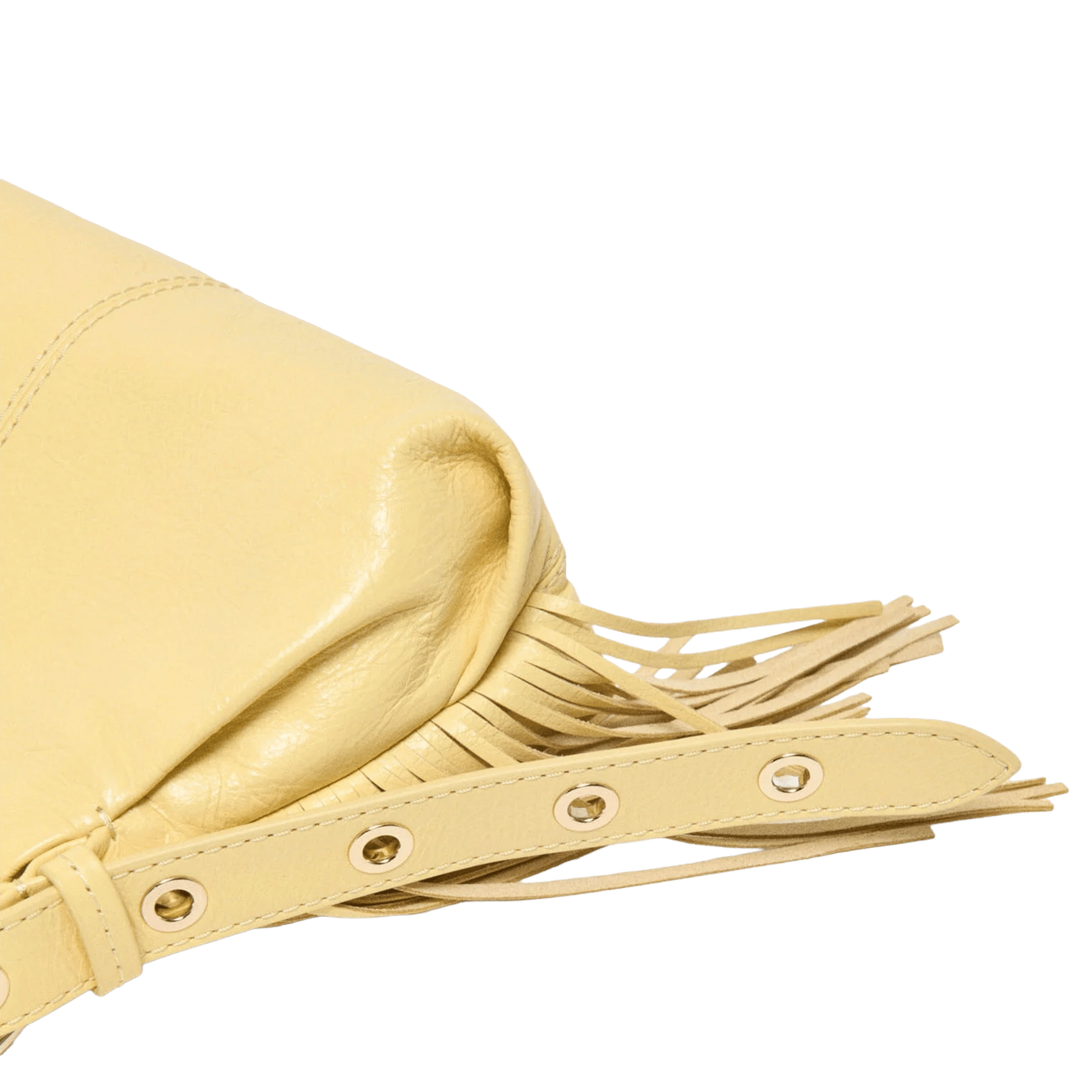 Sac bandoulière à franges en cuir craquelé miss m mini MAJE Jaune