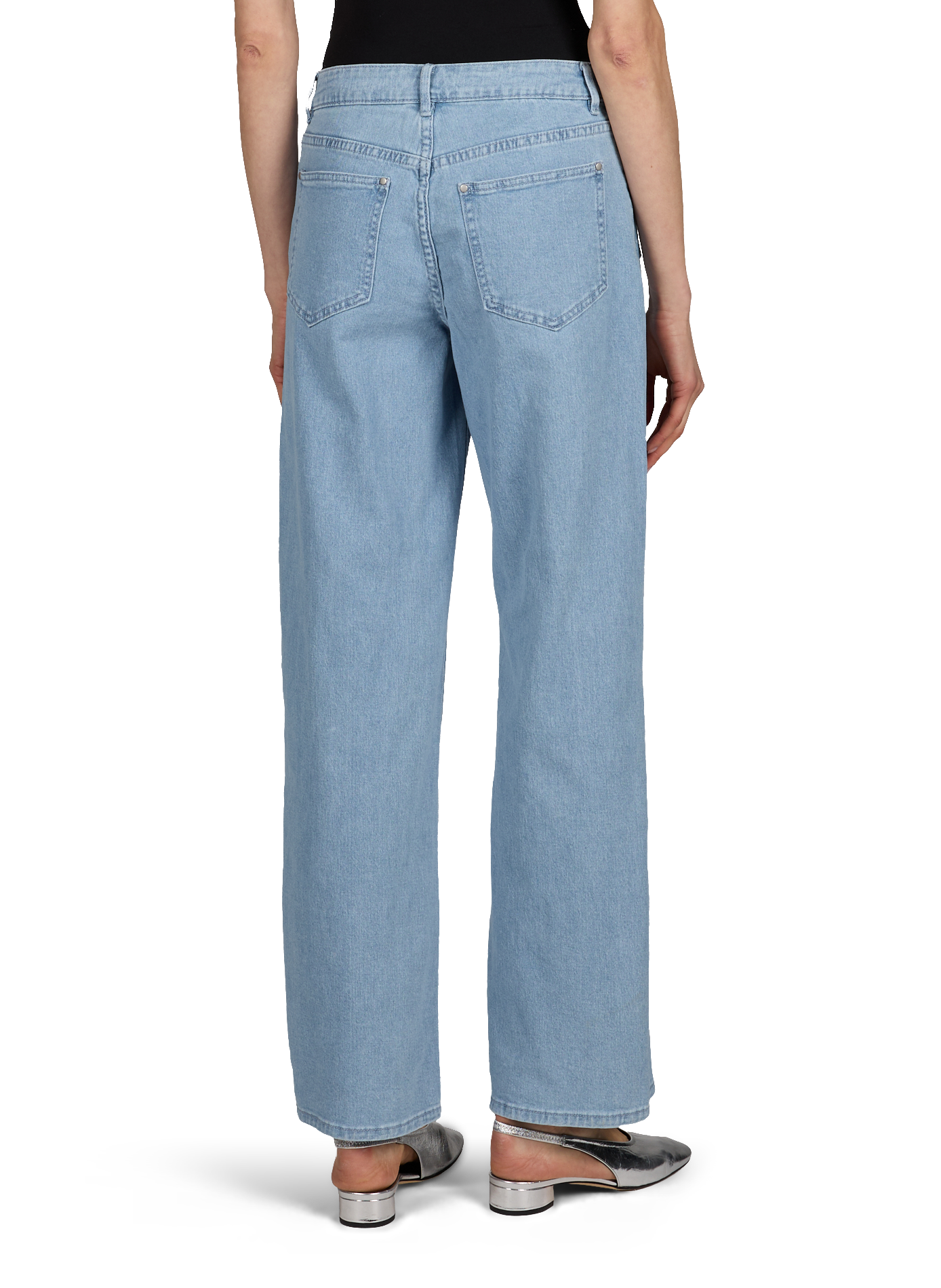 Jean droit taille basse en coton mélangé VILA Bleu