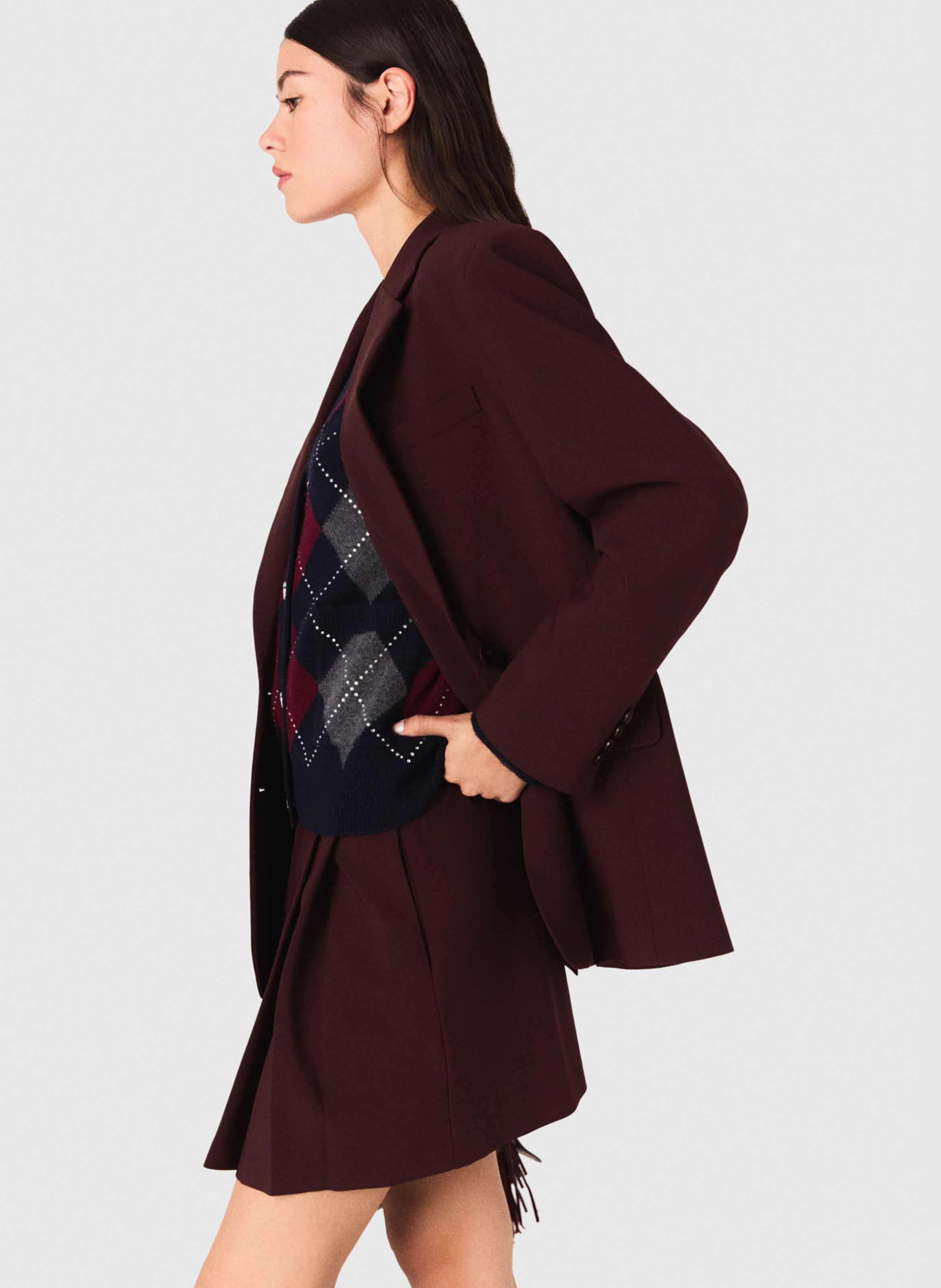 Veste col tailleur en laine mélangée MAJE Rouge