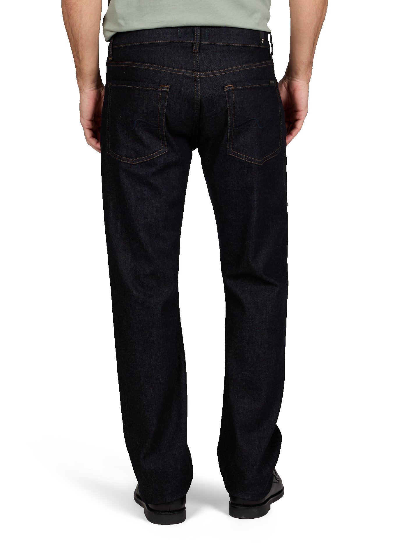 Jean droit en coton mélangé 7 FOR ALL MANKIND Bleu