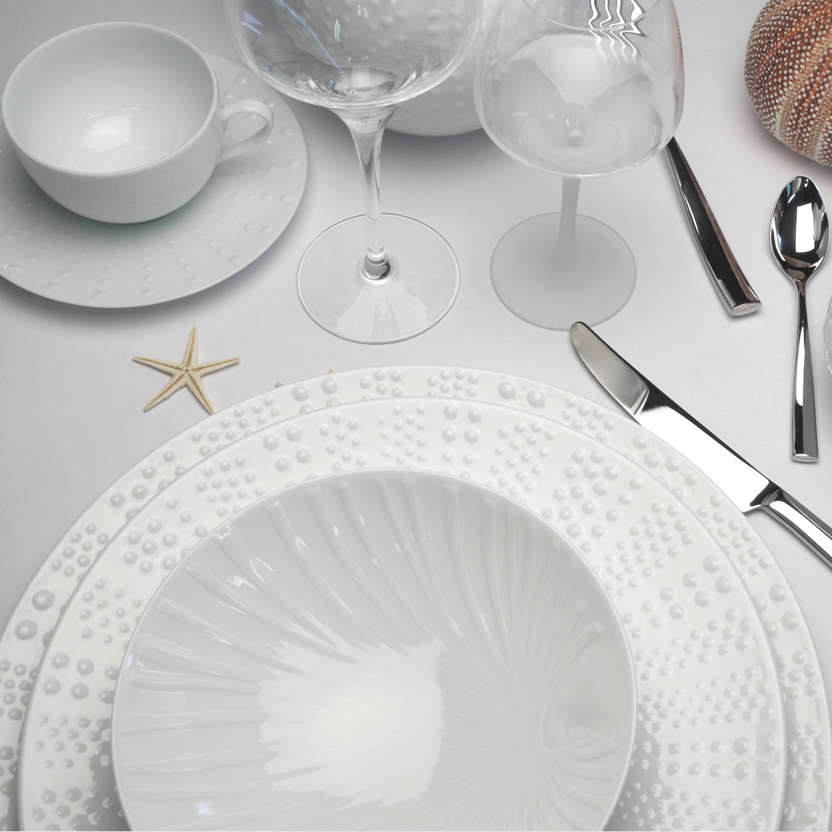 Sania brillant - assiette dessert 21.5 cm (lot de 6) | Blanc MEDARD DE NOBLAT Maison