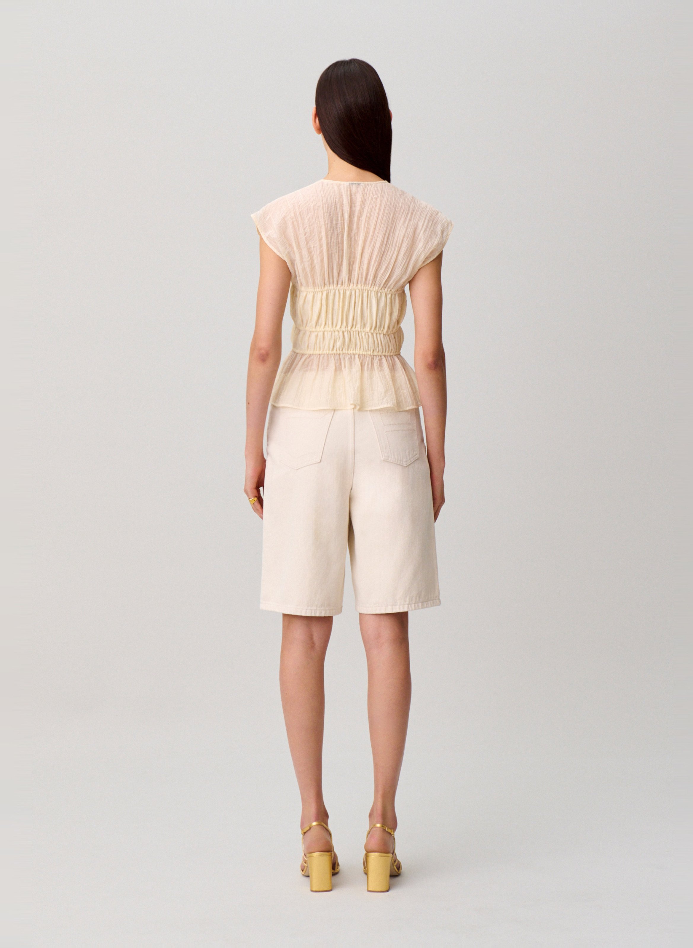 Top sans manches à fronces CLAUDIE PIERLOT Blanc