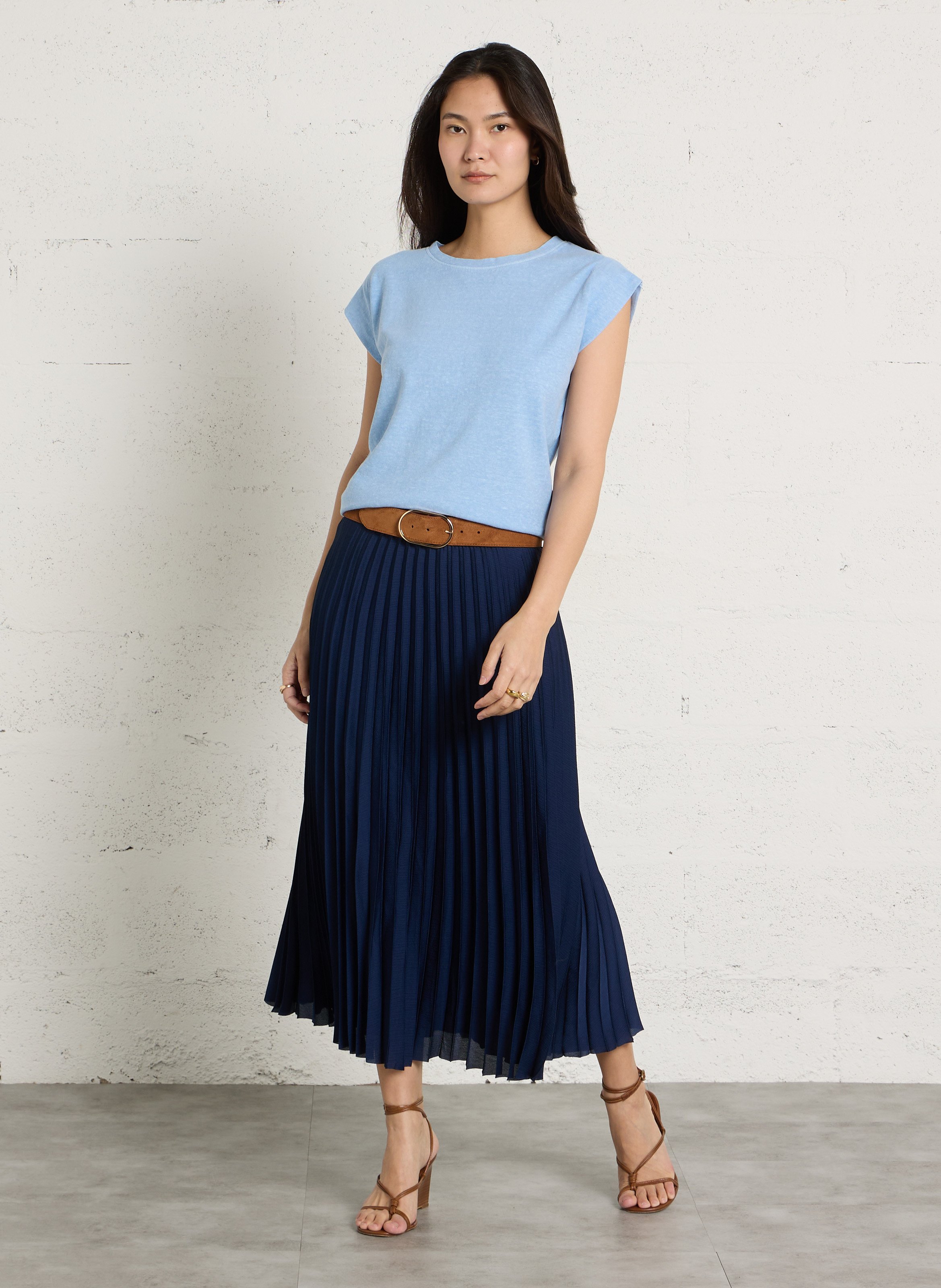 Jupe midi plissée esther MAISON 123 Bleu
