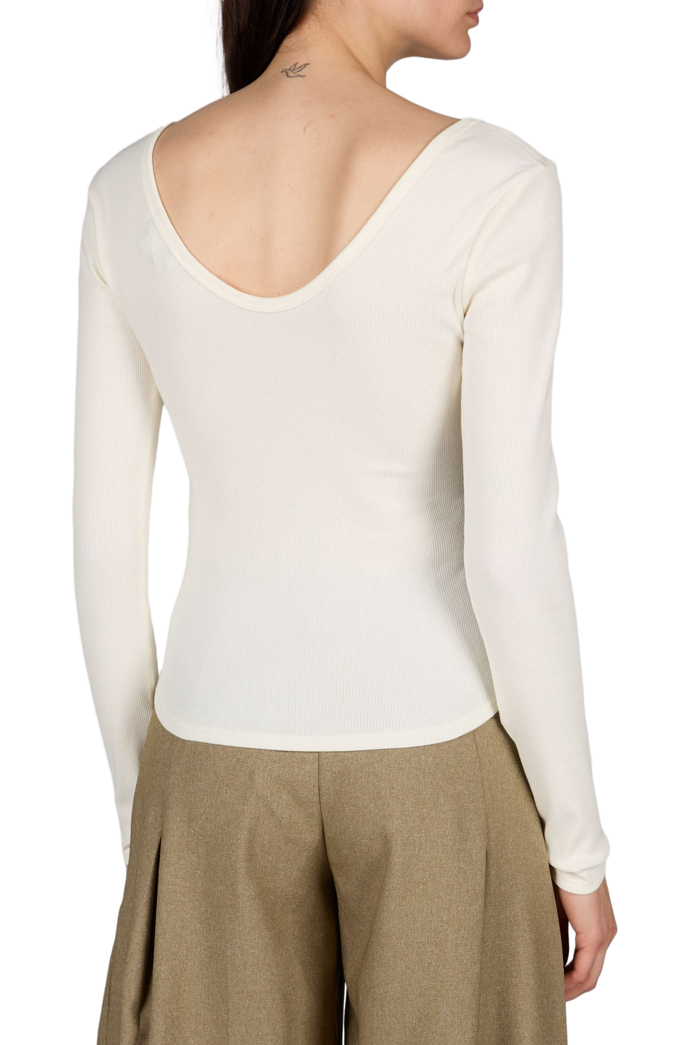 Geripptes Baumwollmischungs-Top Wendy TOPSHOP Beige