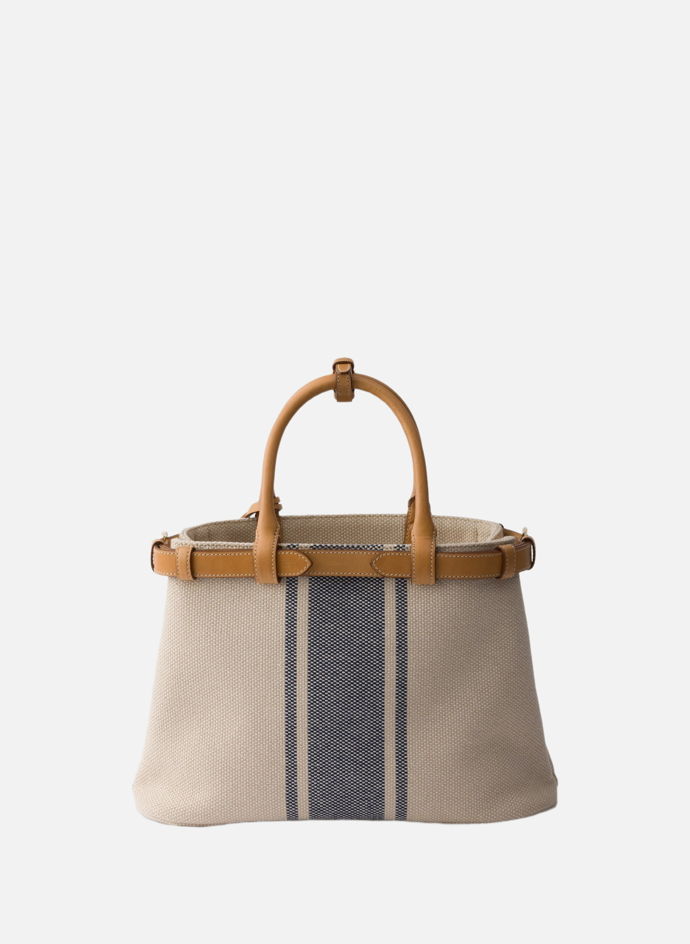 Petit sac prada buckle en toile et cuir PRADA Beige
