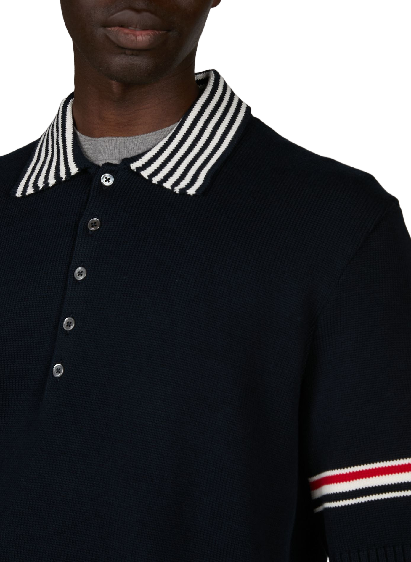 Polo met korte mouwen van gebreide stof THOM BROWNE Blauw