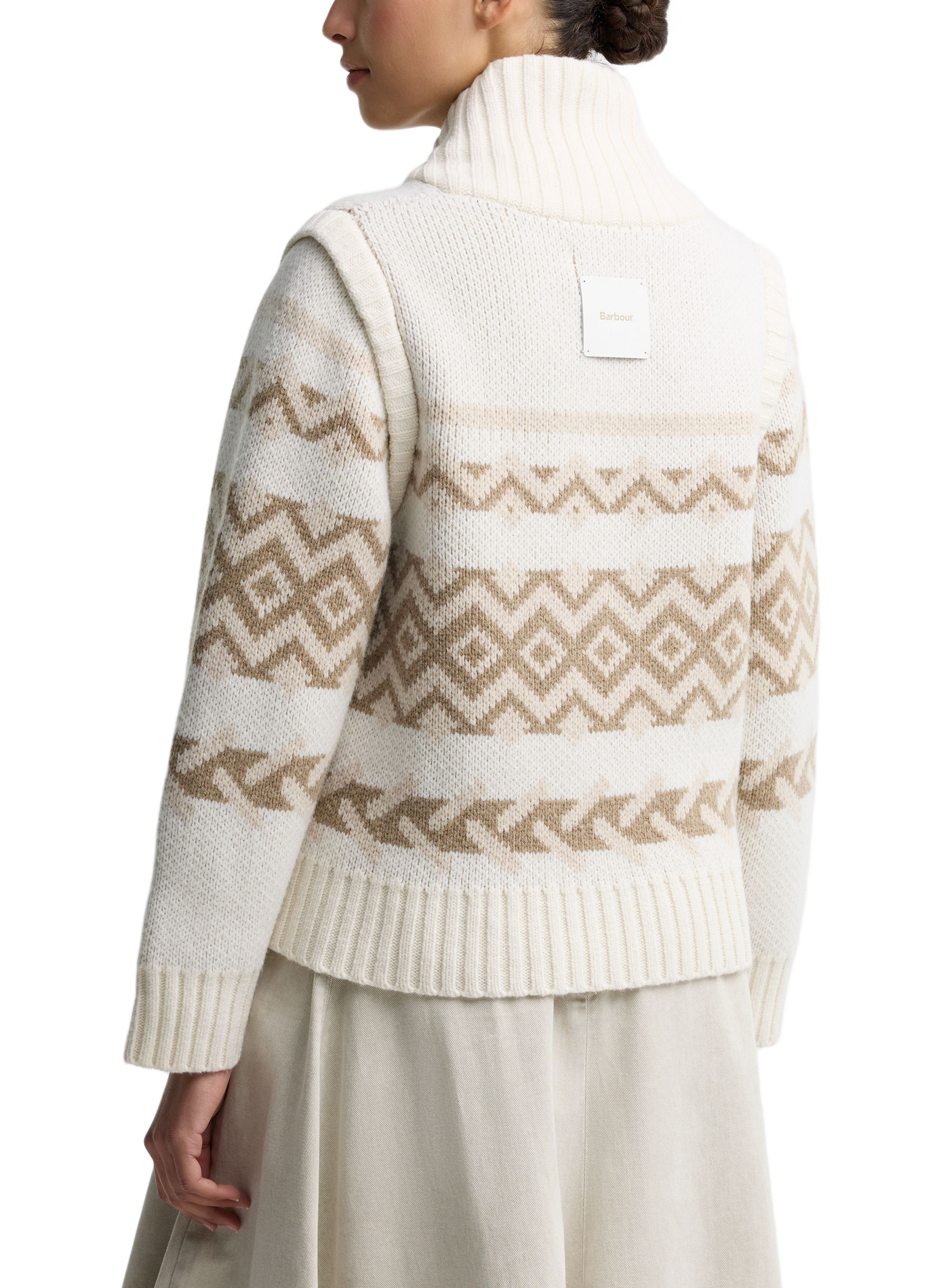 Gilet col montant en laine mélangée BARBOUR Multicolore