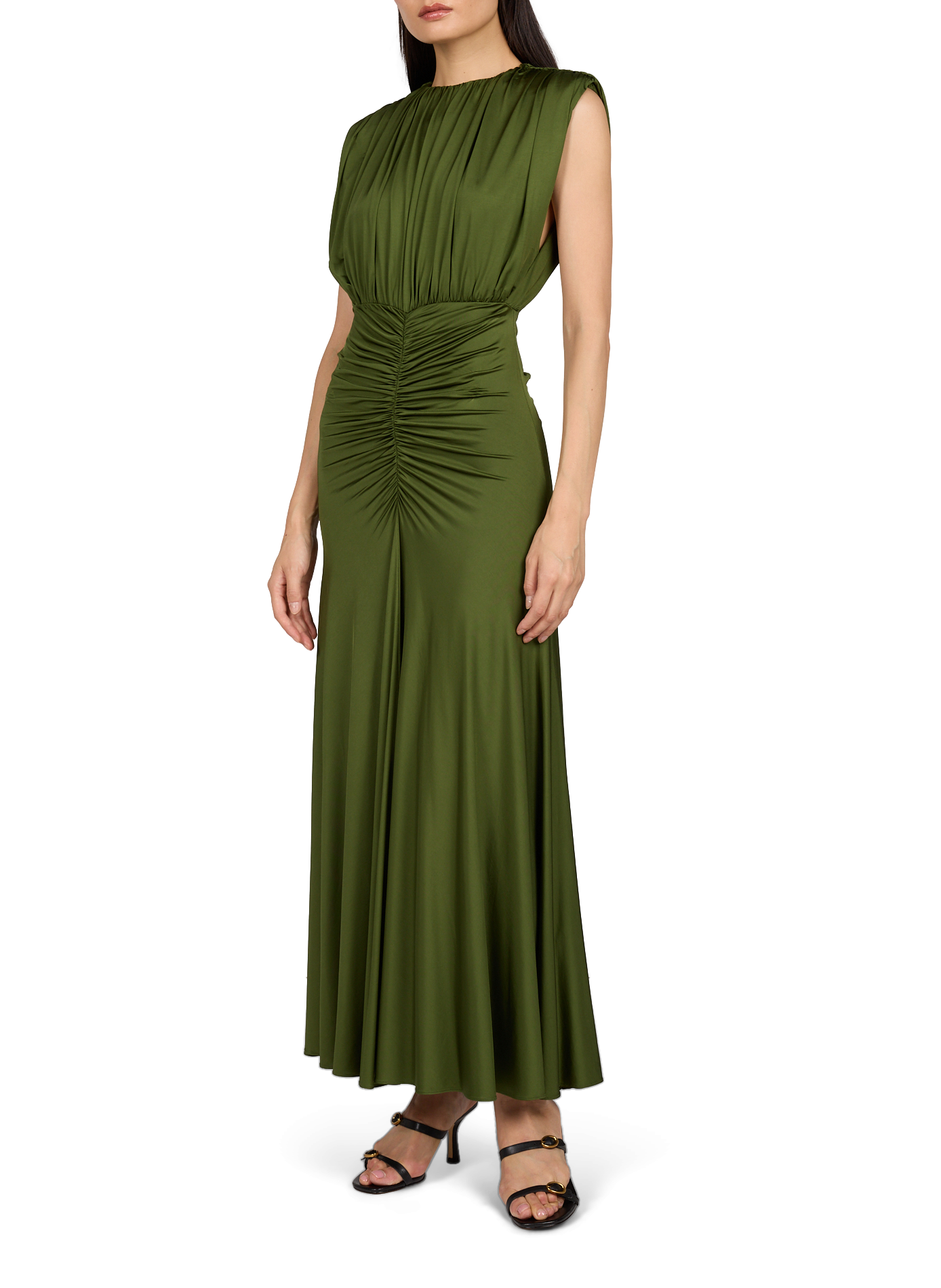 Robe longue satinée SELF PORTRAIT Vert