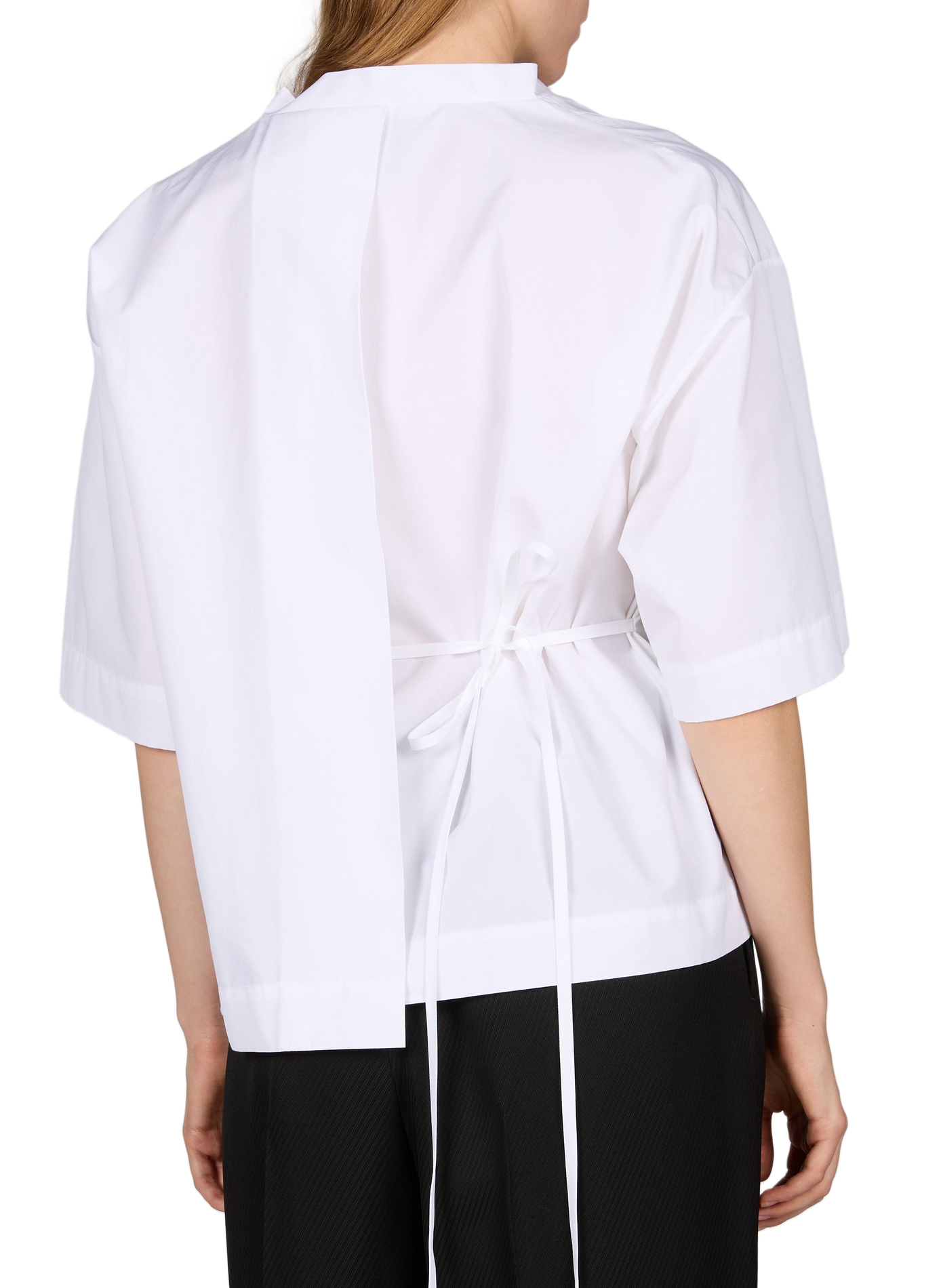 T-shirt col V à ouverture dos en coton CALVIN KLEIN COLLECTION Blanc