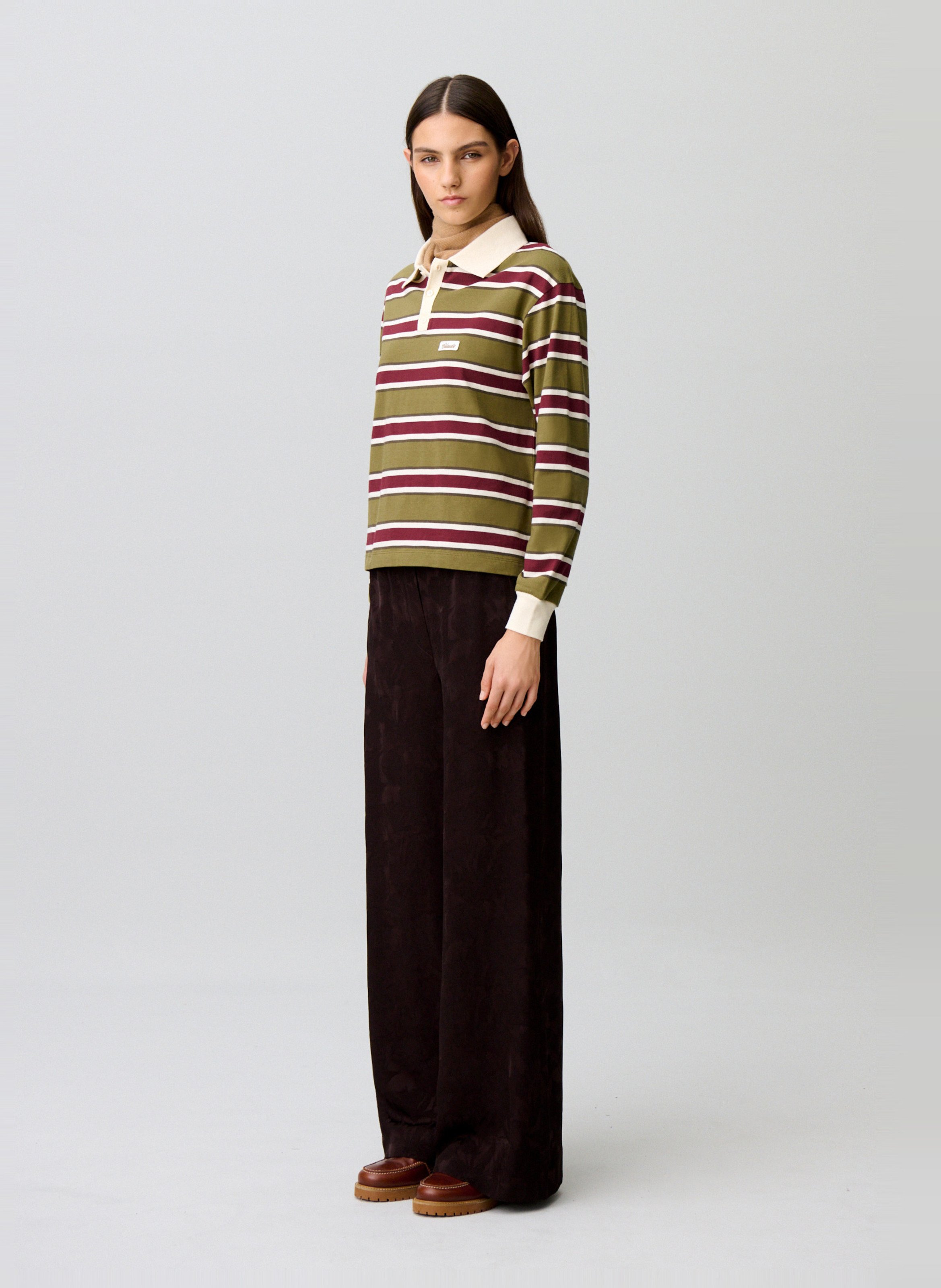 Pantalon large taille haute jacquard CLAUDIE PIERLOT Marron