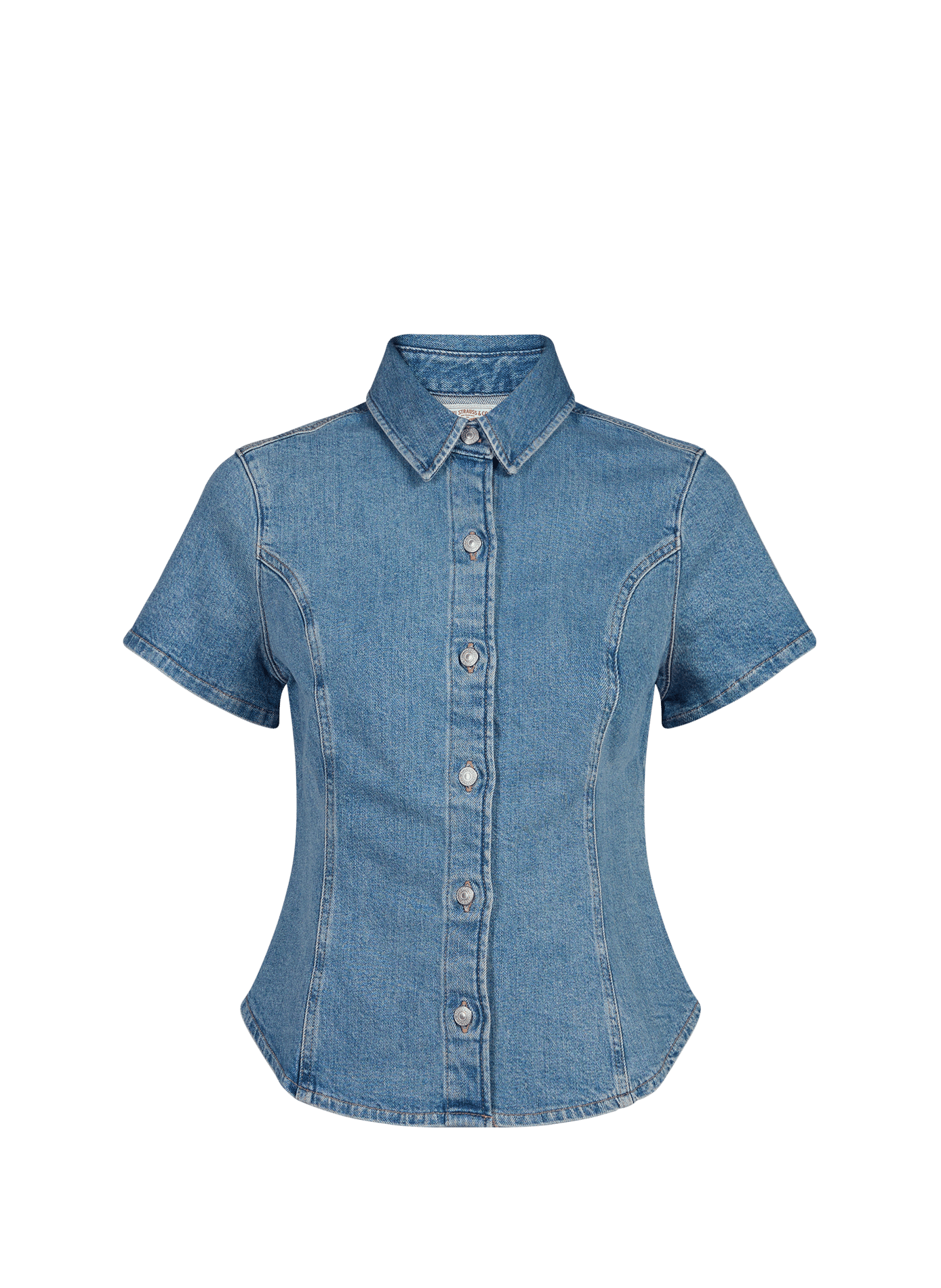 Getailleerd denim overhemd van gemengd katoen LEVI'S Blauw