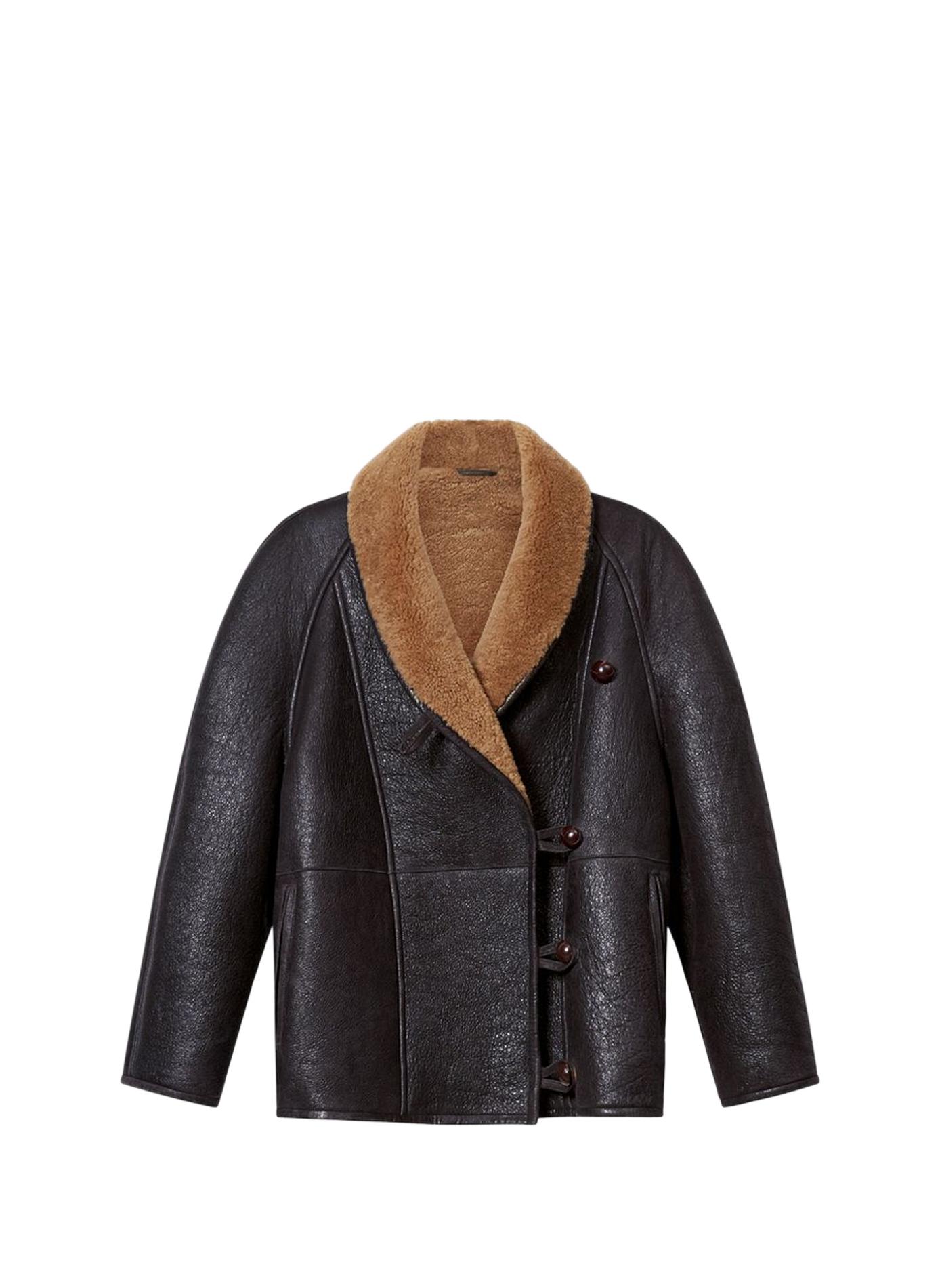 Camber-jas met wollen kraag van omgekeerd schapenleer ISABEL MARANT Bruin