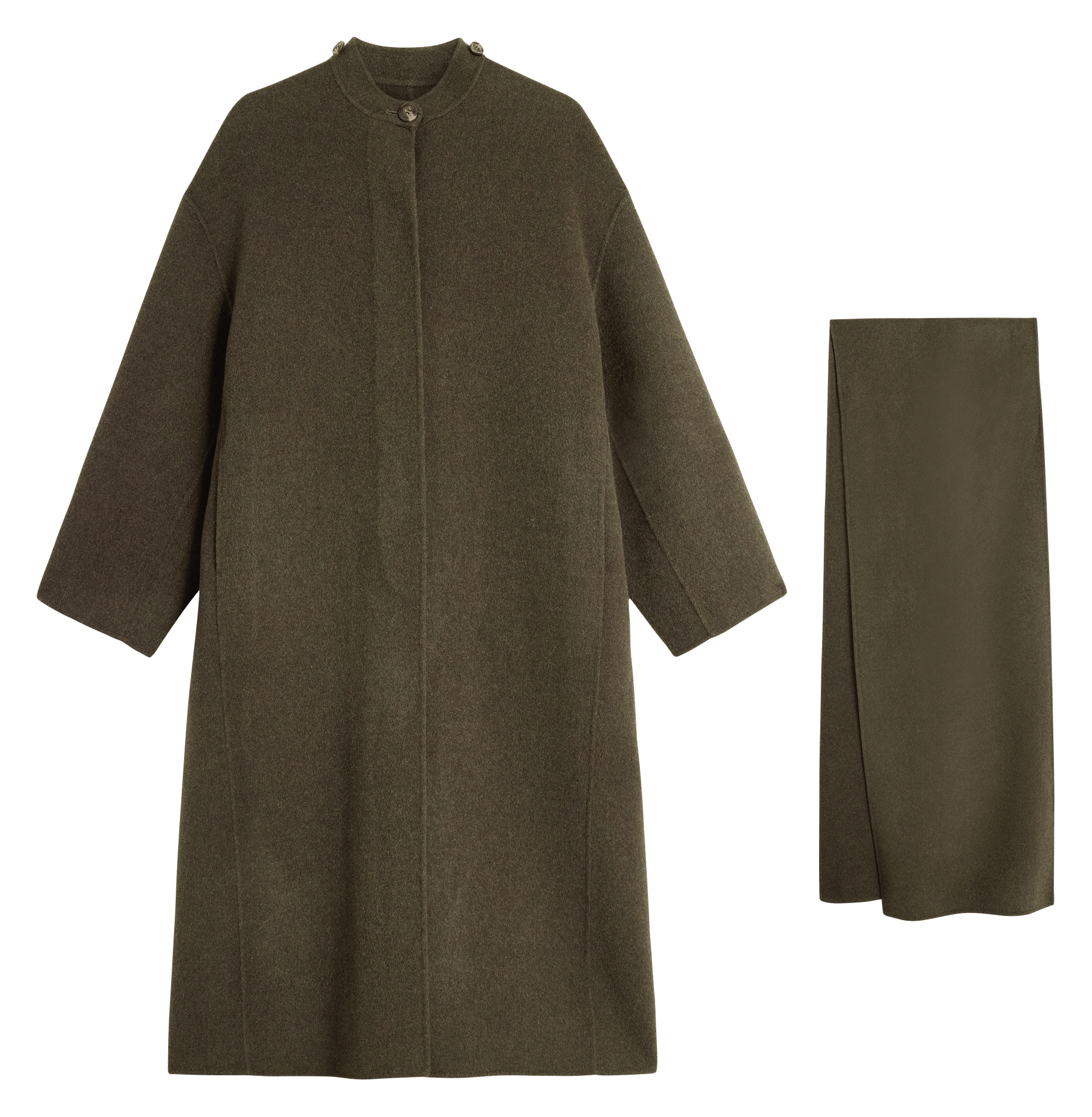 Manteau oversize à écharpé en laine mélangée finn SOEUR Kaki