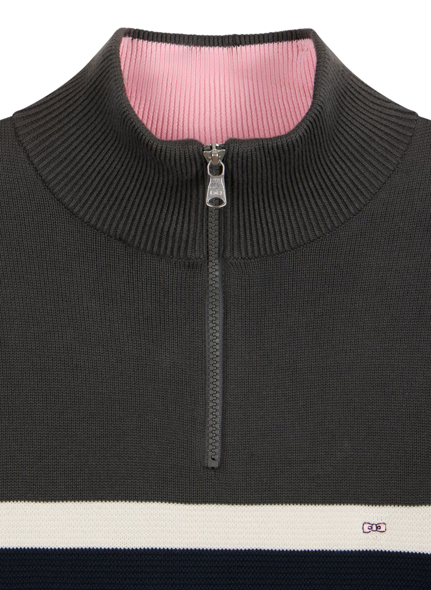 Pull col camionneur rayé en coton EDEN PARK Khaki