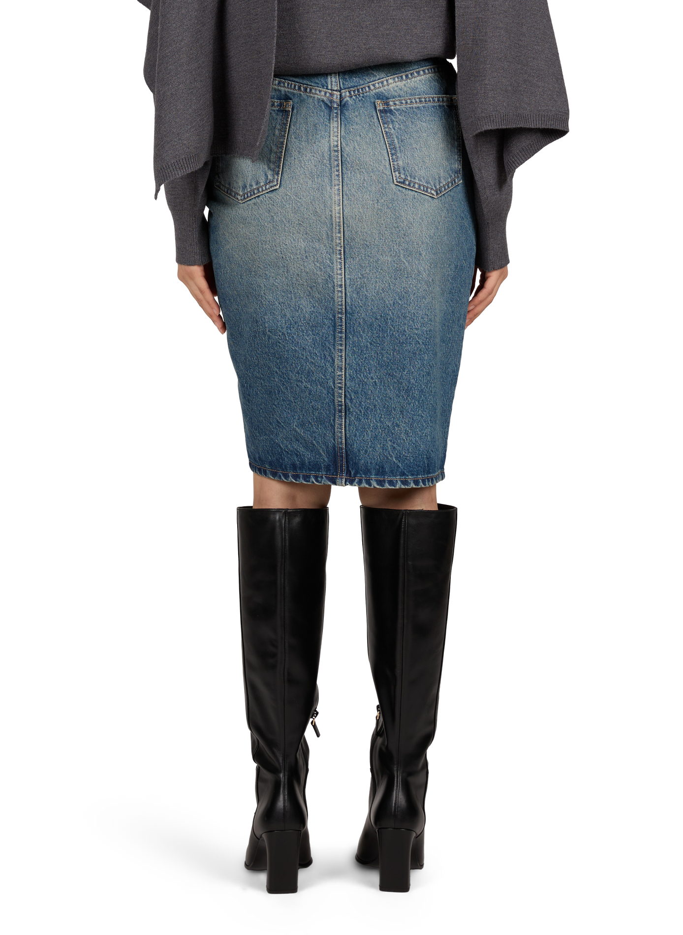 Suspender skirt with cotton denim belt COPERNI Blue