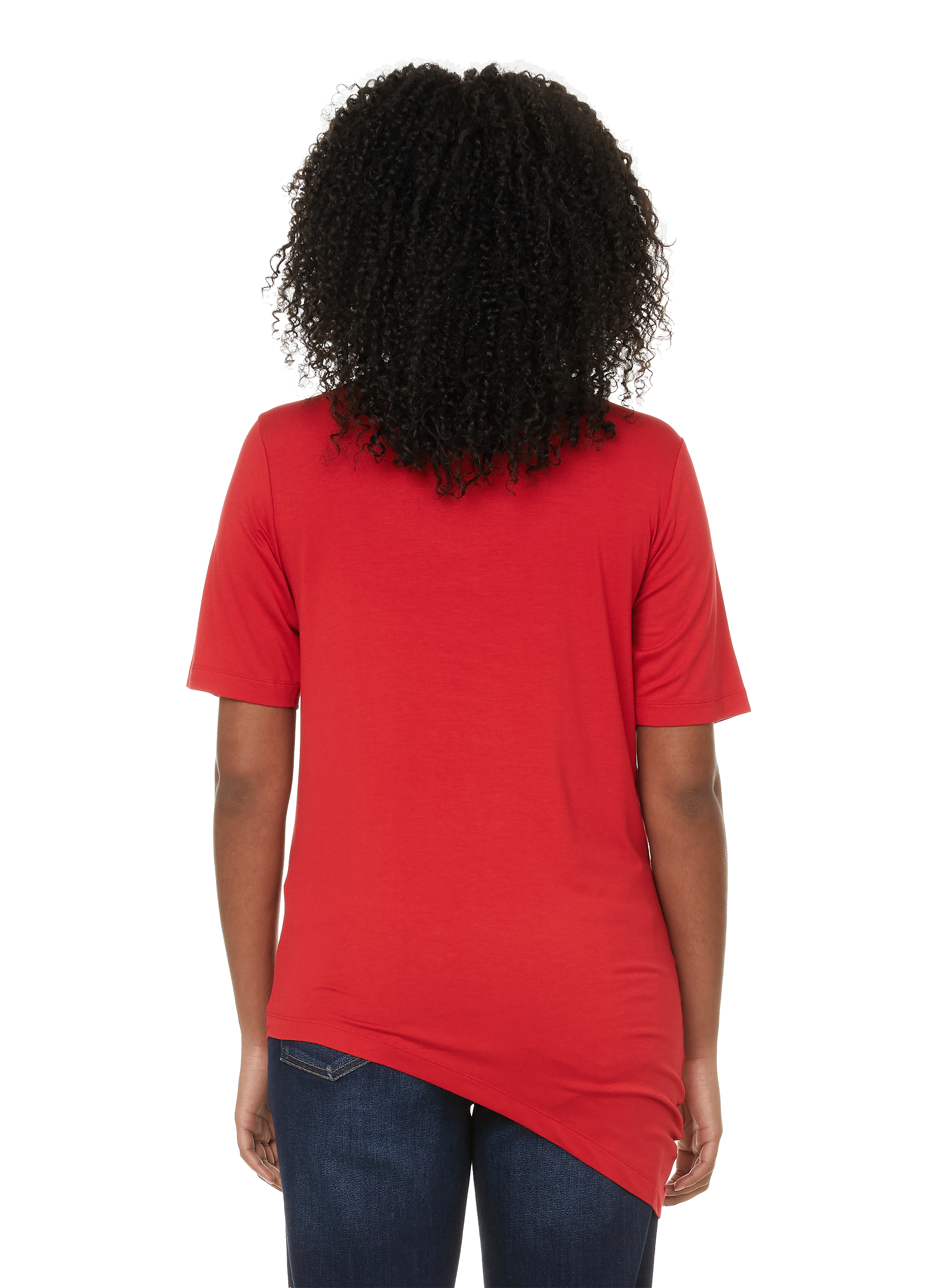 Genevette asymmetric round-neck stretch viscose T-shirt UNIVERSAL STANDARD Red